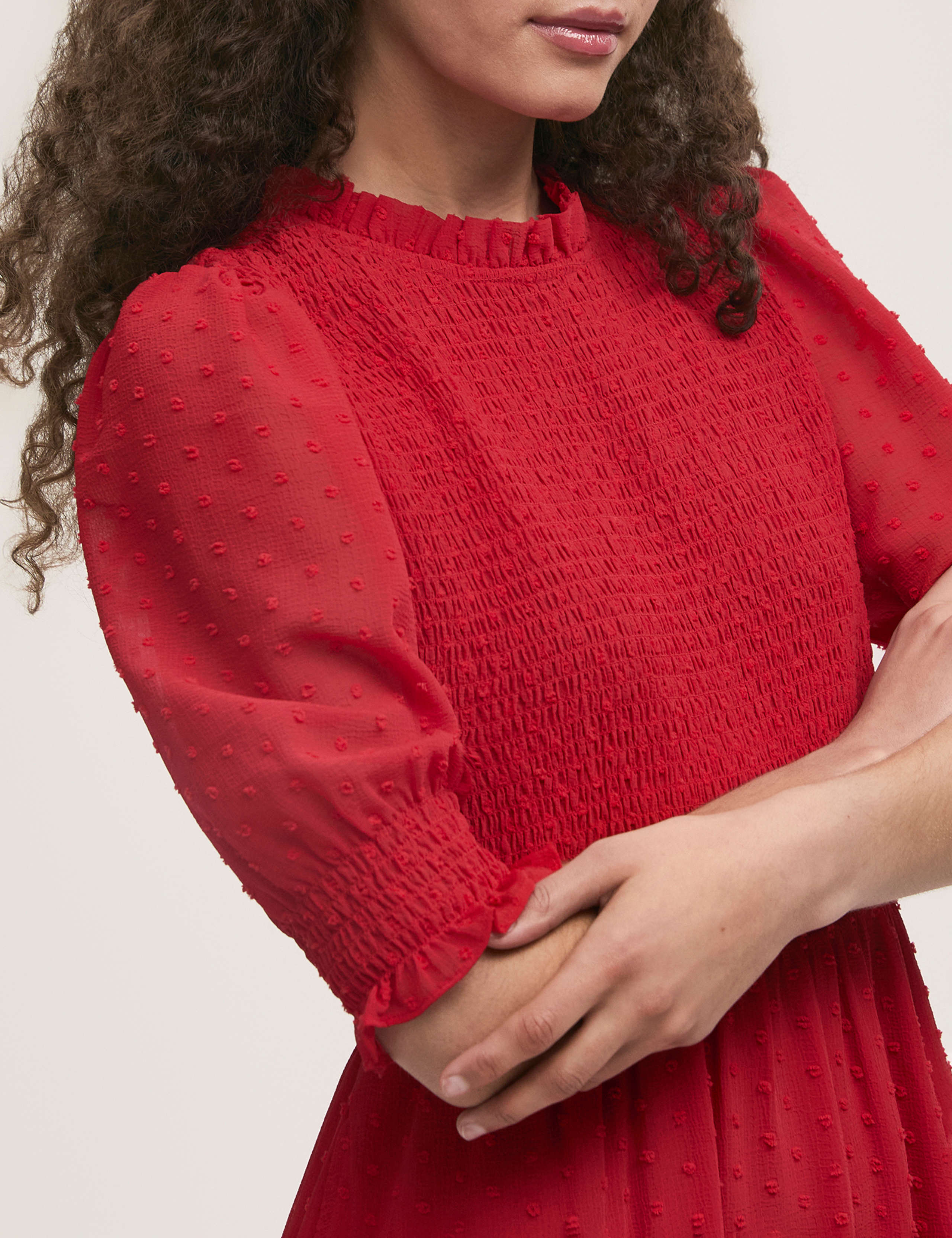 Georgette Textured Shirred Midi Tea Dress 4 of 4