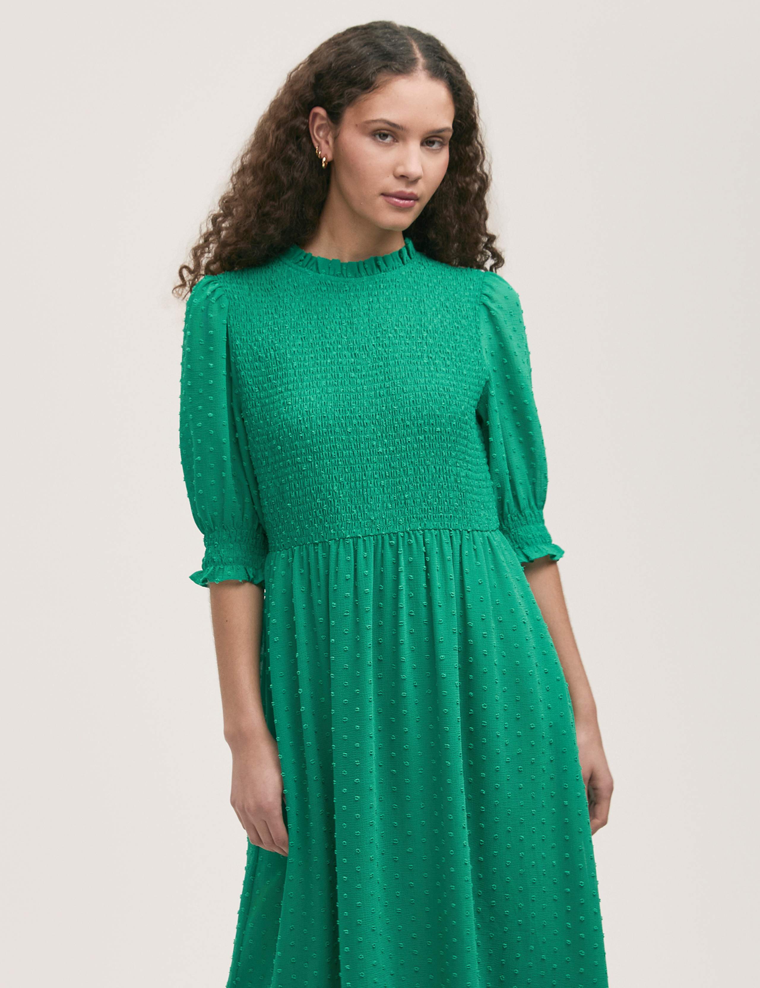 Georgette Textured Shirred Midi Tea Dress 2 of 4