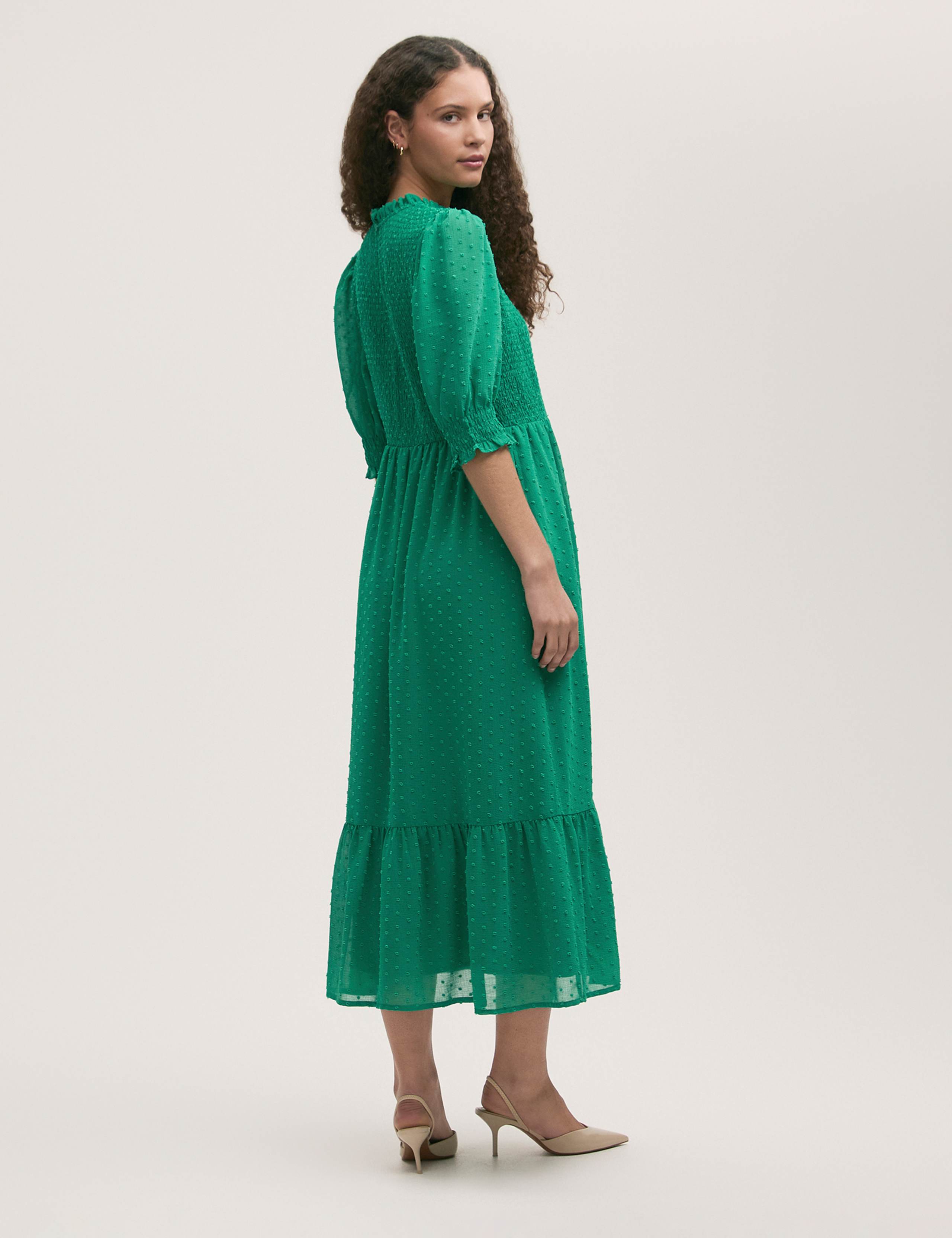 Georgette Textured Shirred Midi Tea Dress 3 of 4