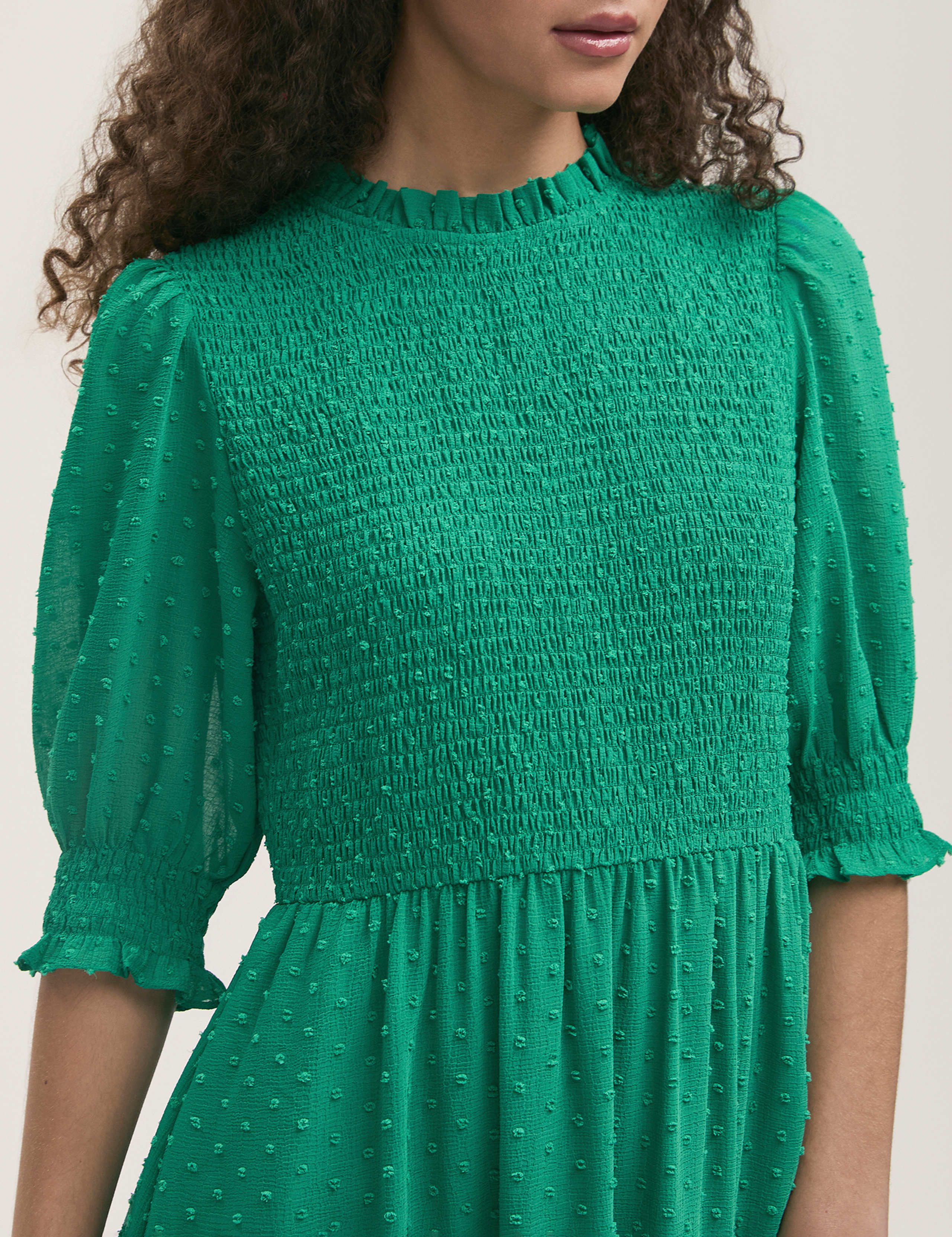 Georgette Textured Shirred Midi Tea Dress 4 of 4