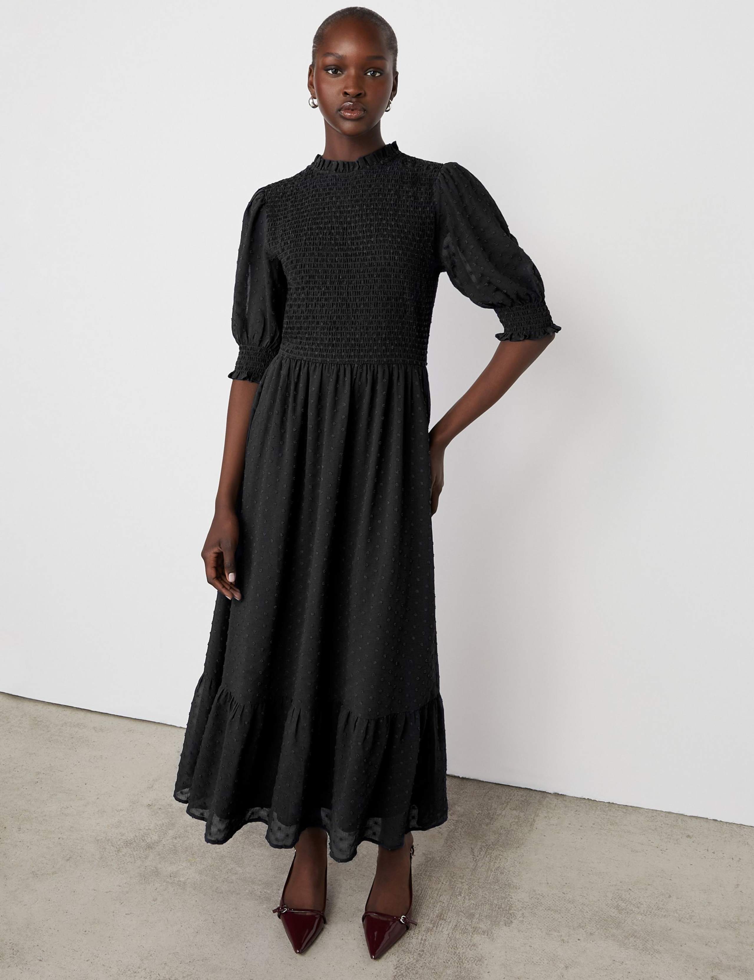 Georgette Textured Shirred Midi Tea Dress 3 of 4