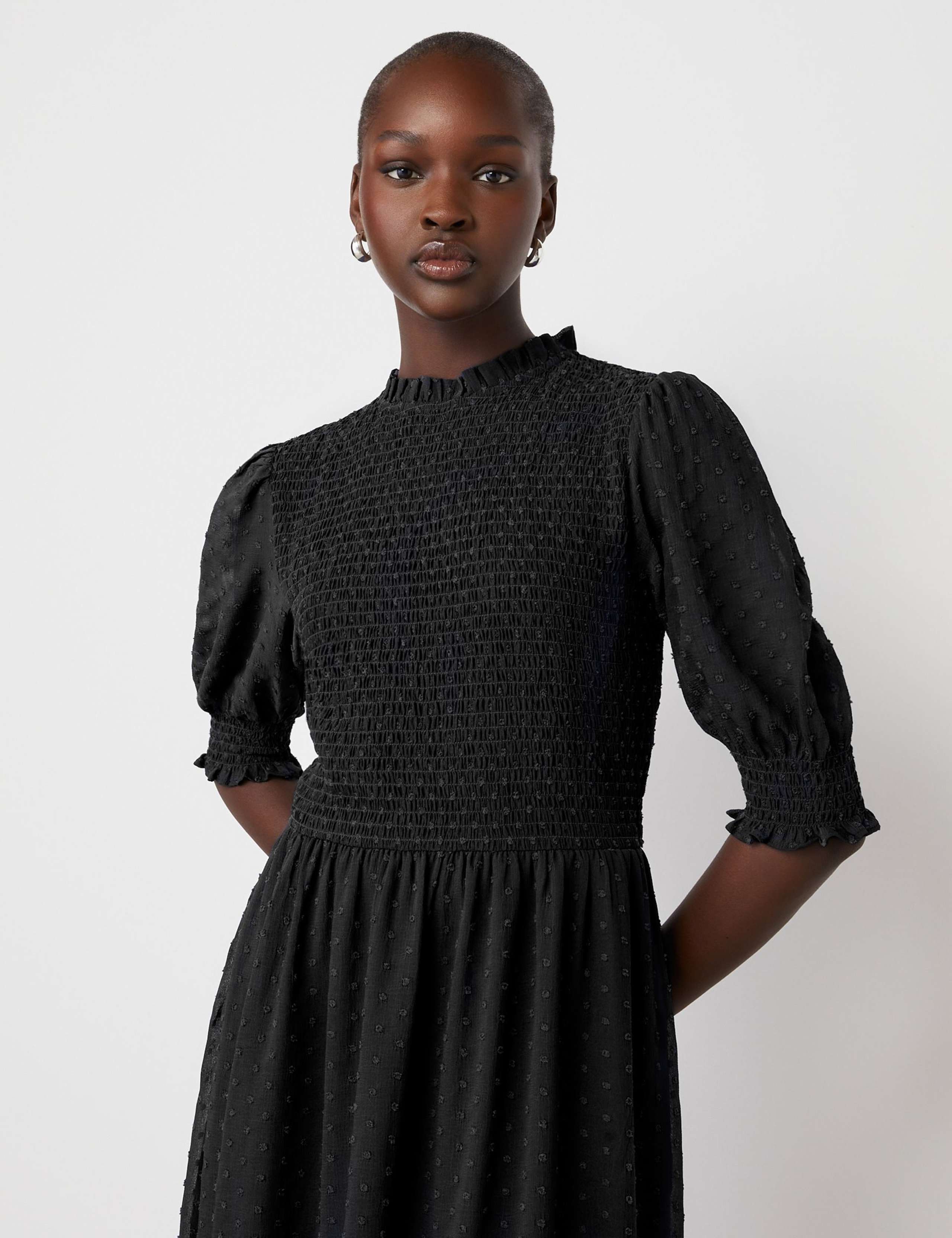 Georgette Textured Shirred Midi Tea Dress 4 of 4