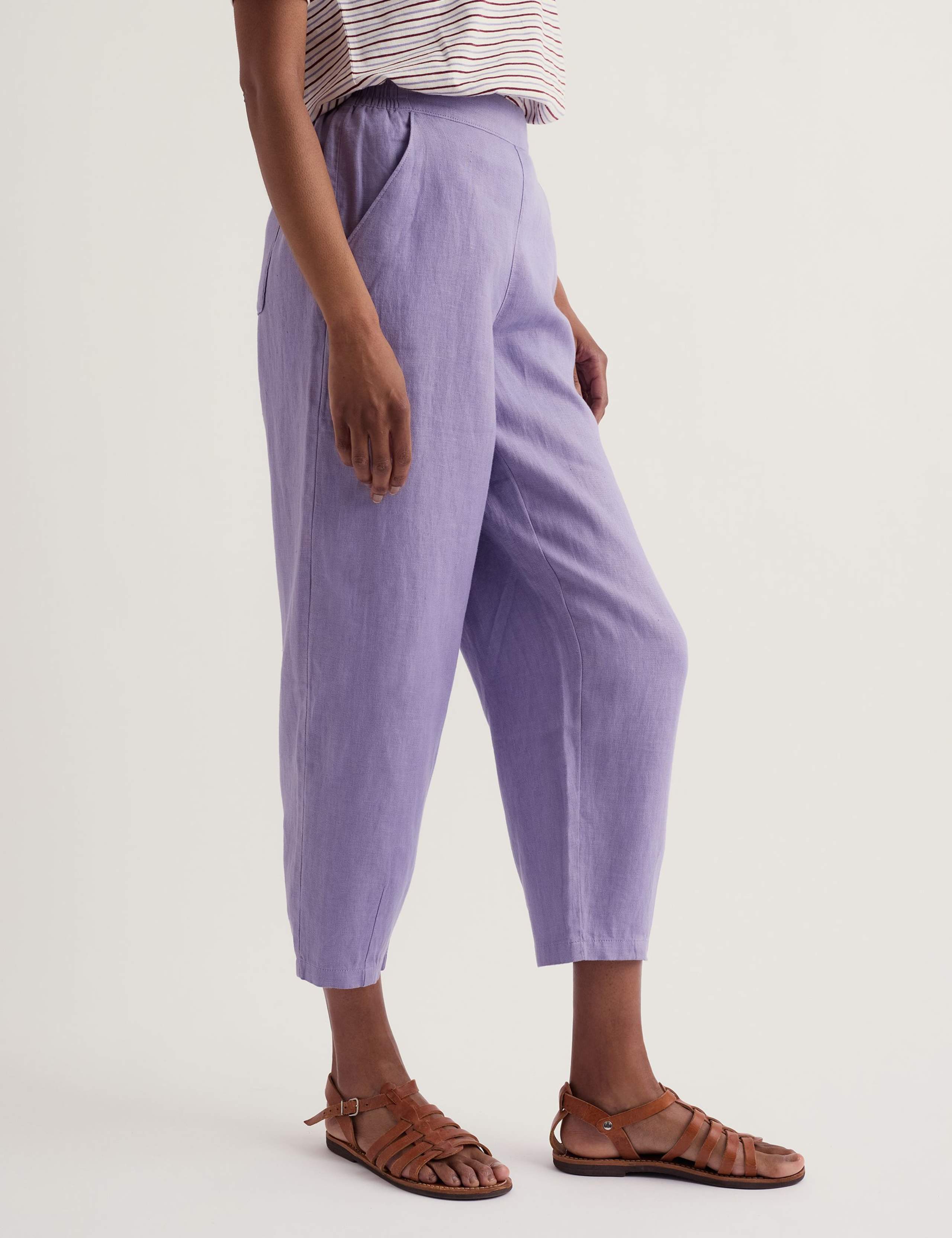 Pure Linen Tapered Cropped Trousers 3 of 5