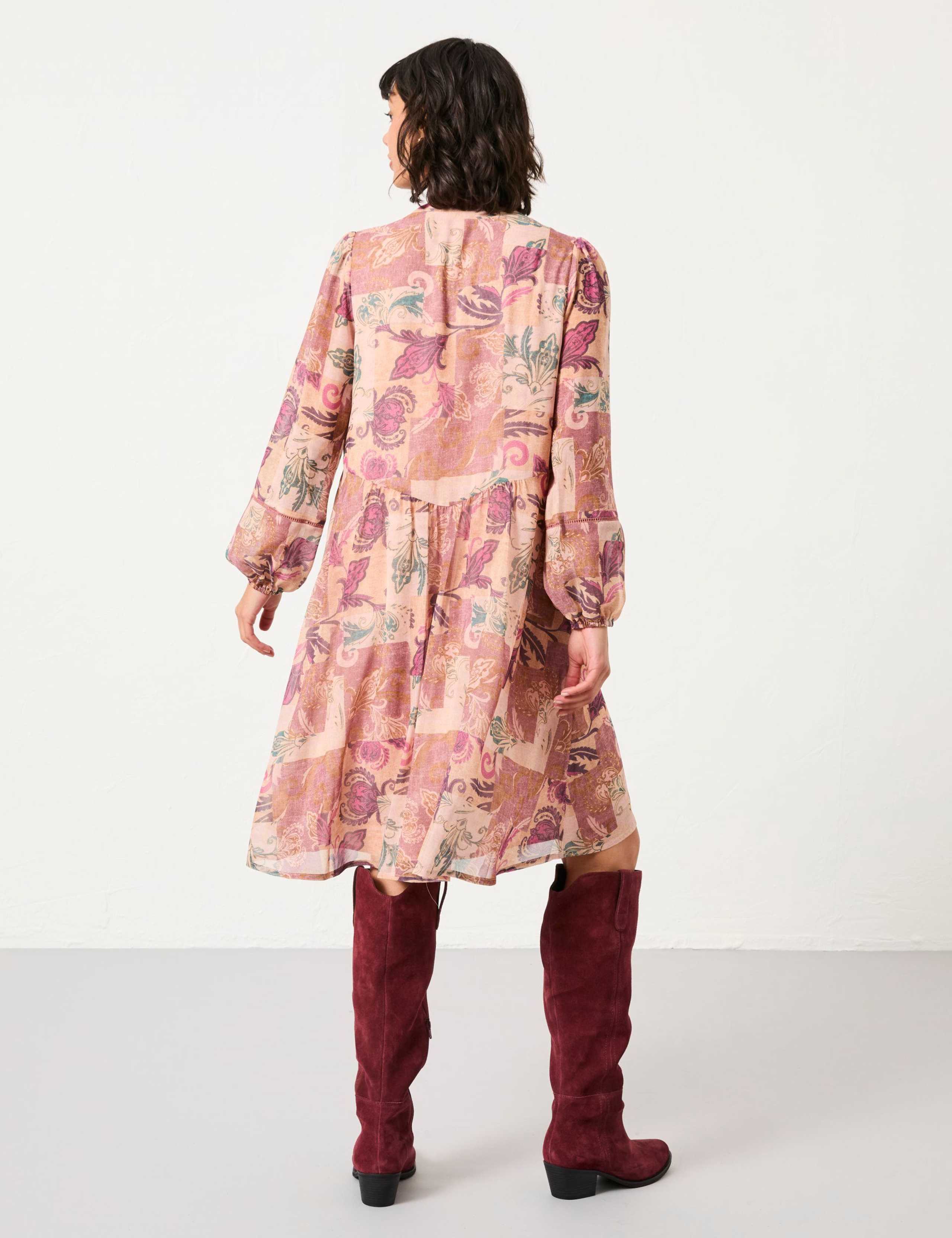 Printed Notch Neck Knee Length Tea Dress 4 of 6