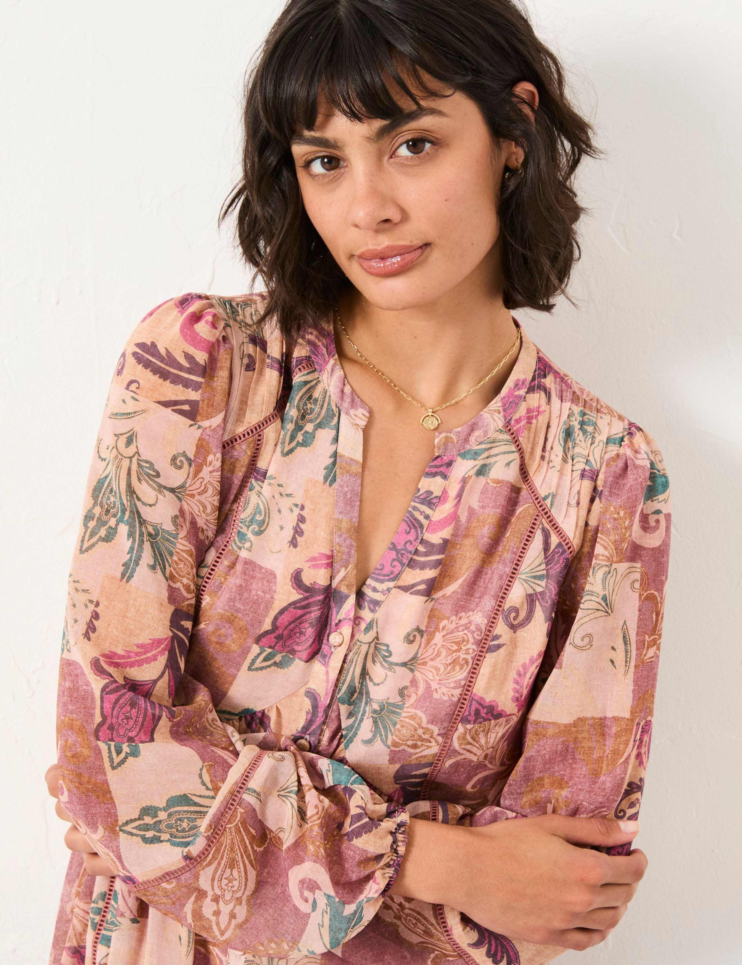 Printed Notch Neck Knee Length Tea Dress 6 of 6