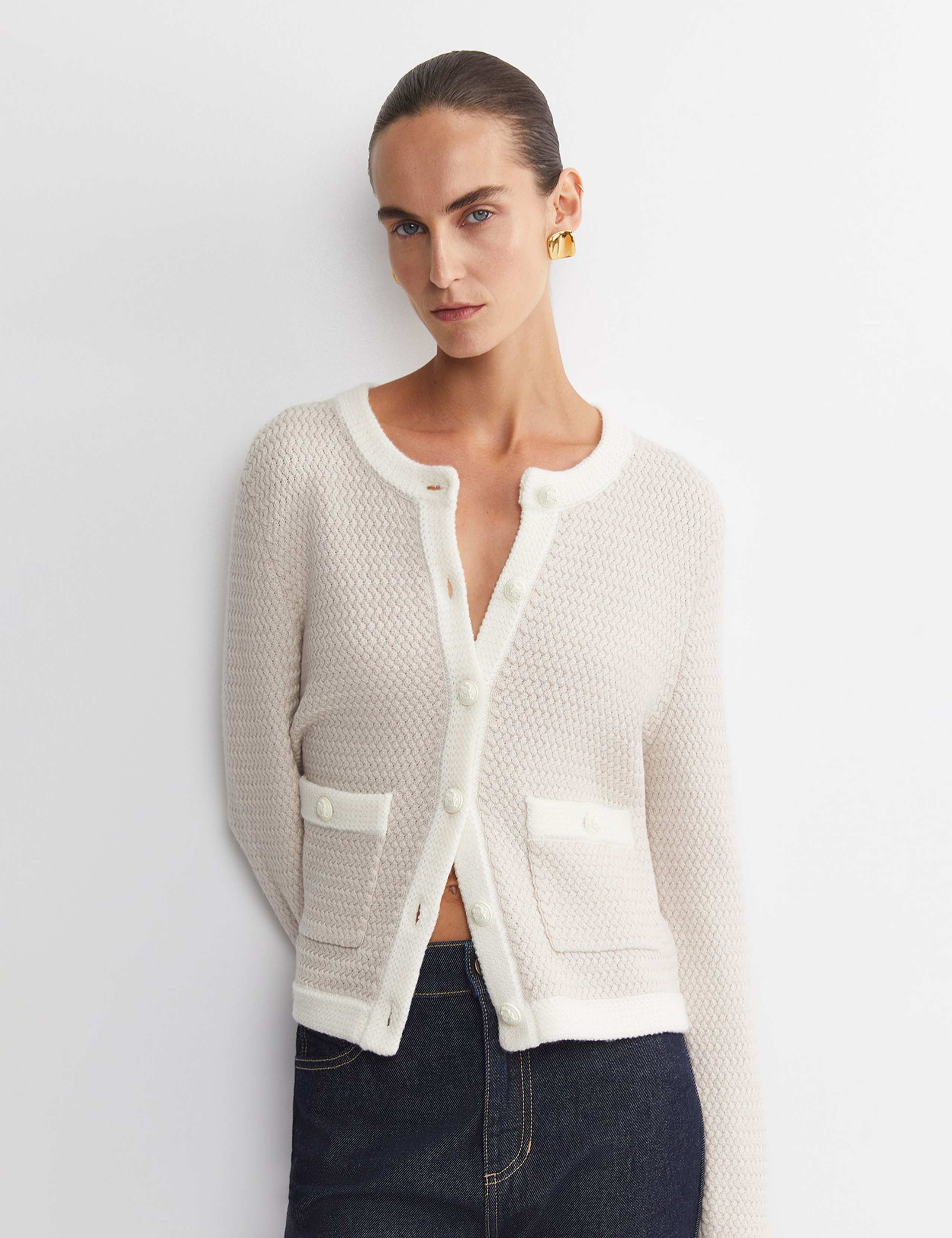 Pure Wool Striped Button Front Cardigan 5 of 5