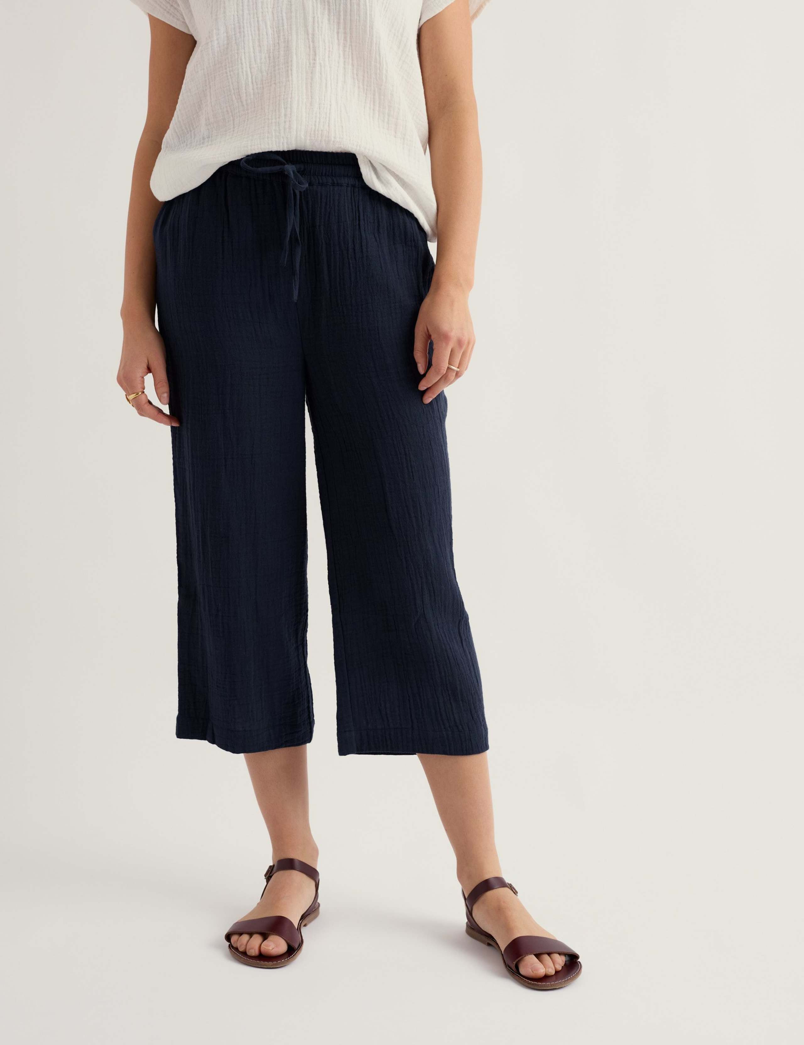 Pure Cotton Wide Leg Cropped Culottes 3 of 5