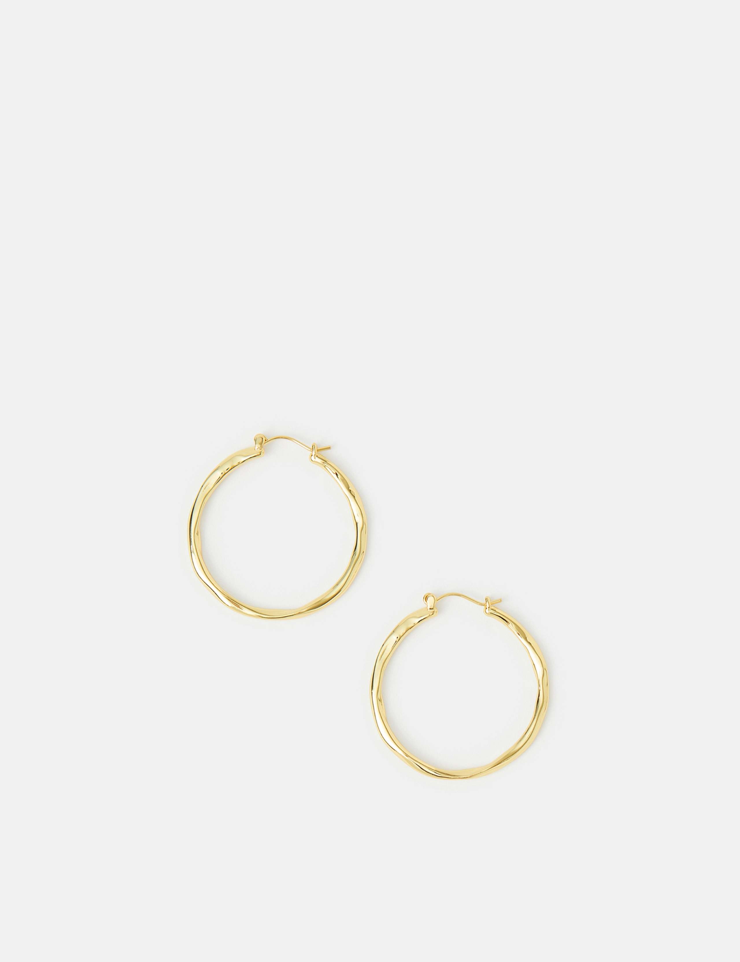 14 Carat Gold Plated Molten Hoop Earrings 1 of 2