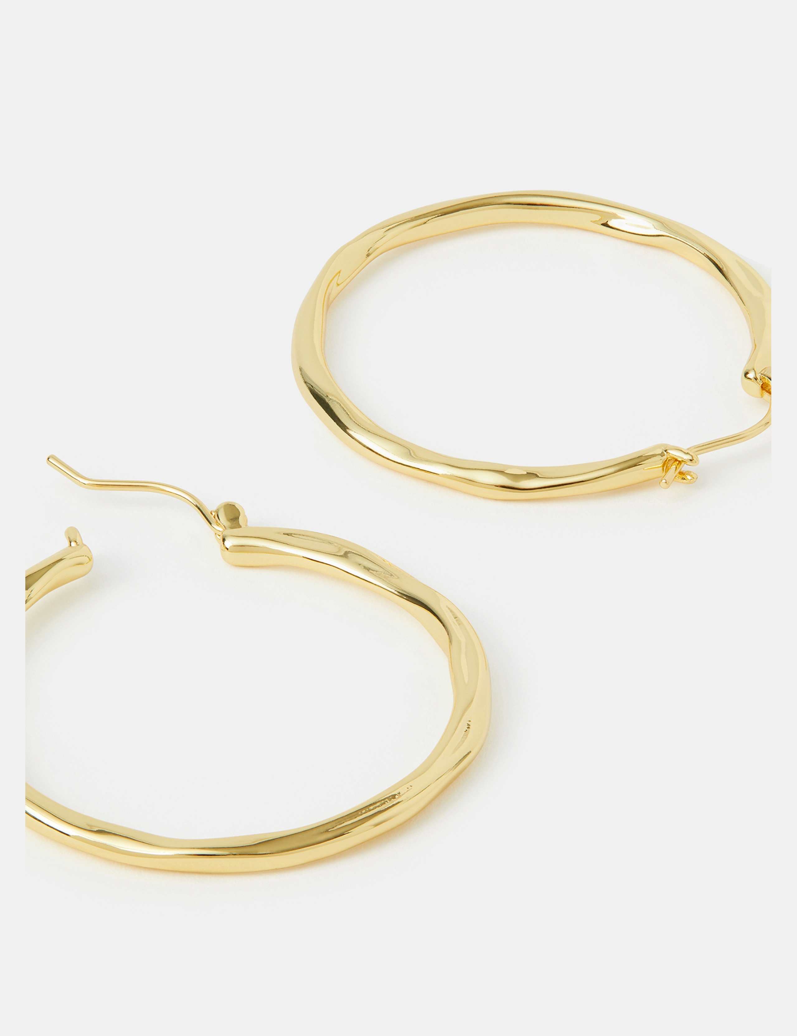 14 Carat Gold Plated Molten Hoop Earrings 2 of 2