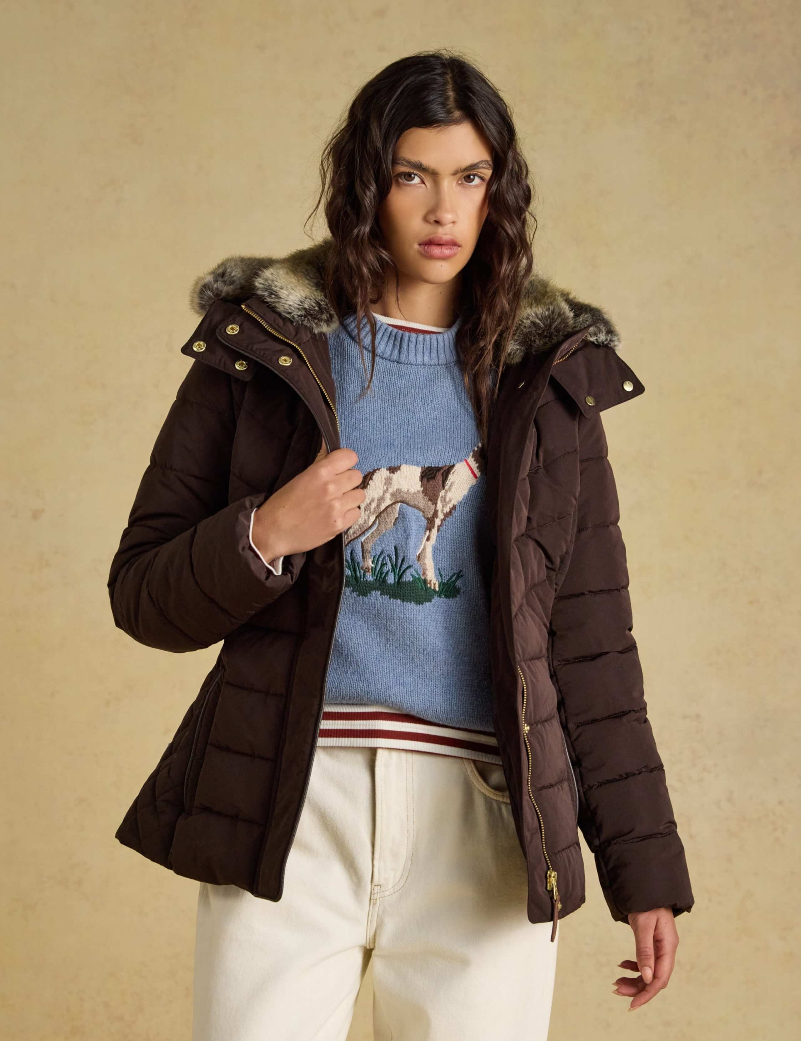 Showerproof Padded Faux Fur Trim Coat 3 of 12