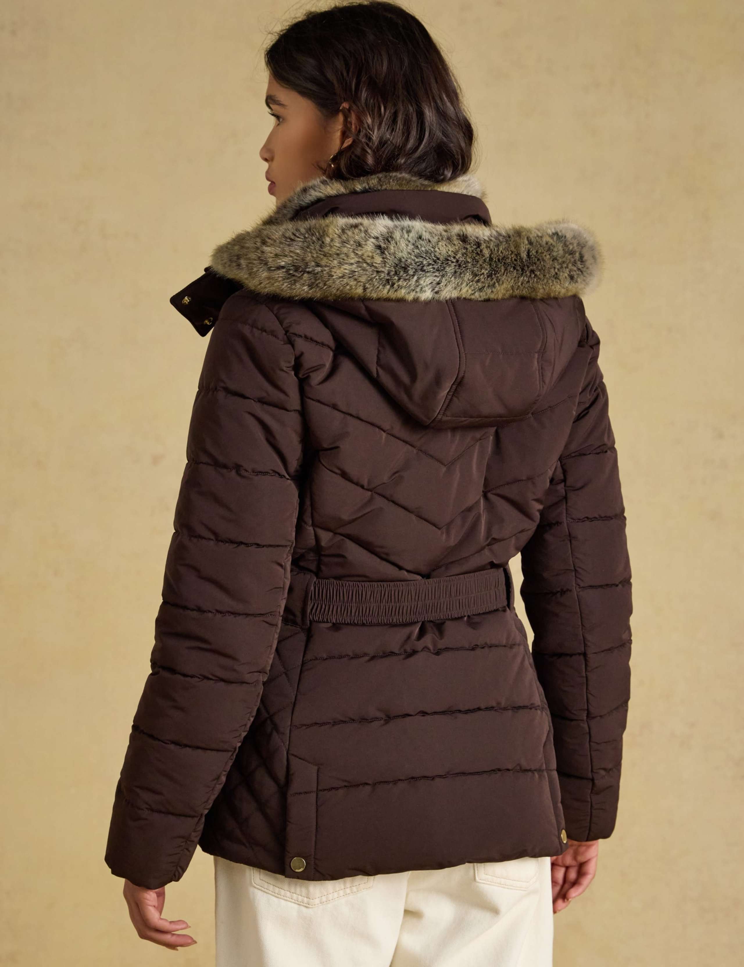 Showerproof Padded Faux Fur Trim Coat 8 of 12