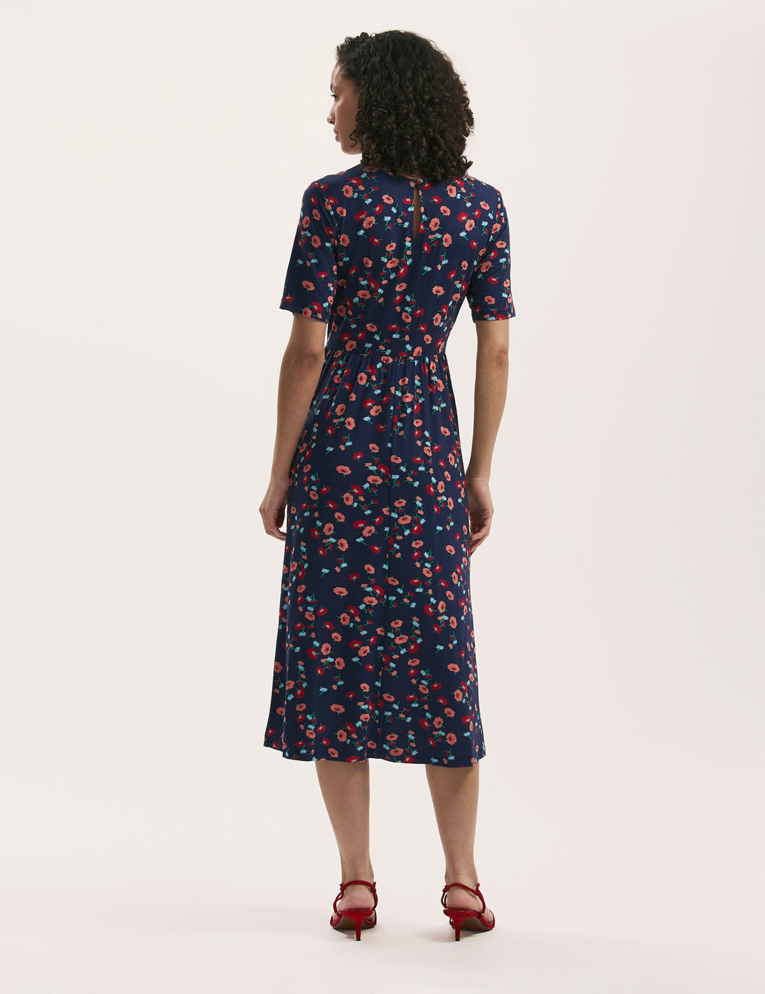 Jersey Floral Midi Waisted T-Shirt Dress 2 of 4