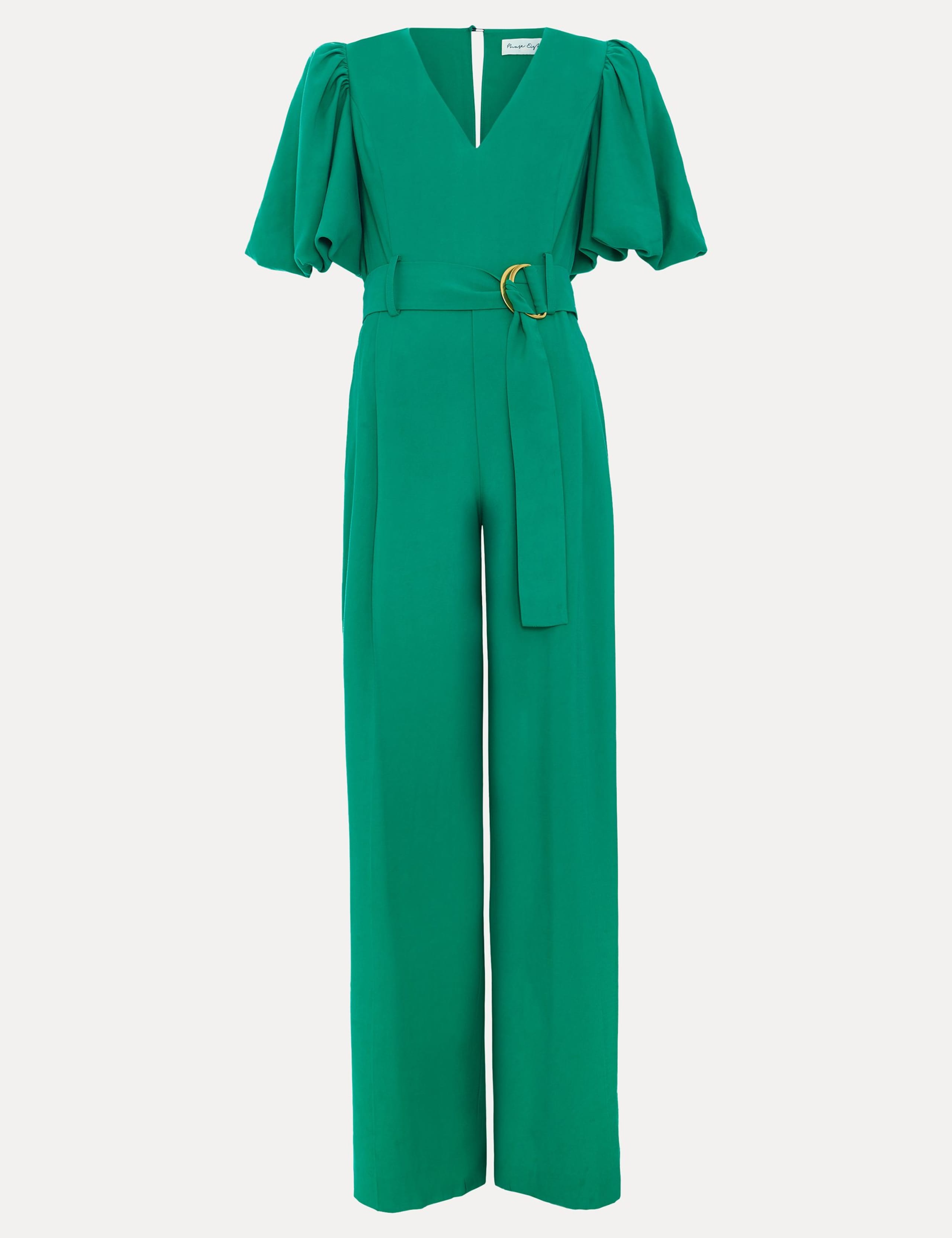 Belted Short Sleeve Wide Leg Jumpsuit 2 of 7