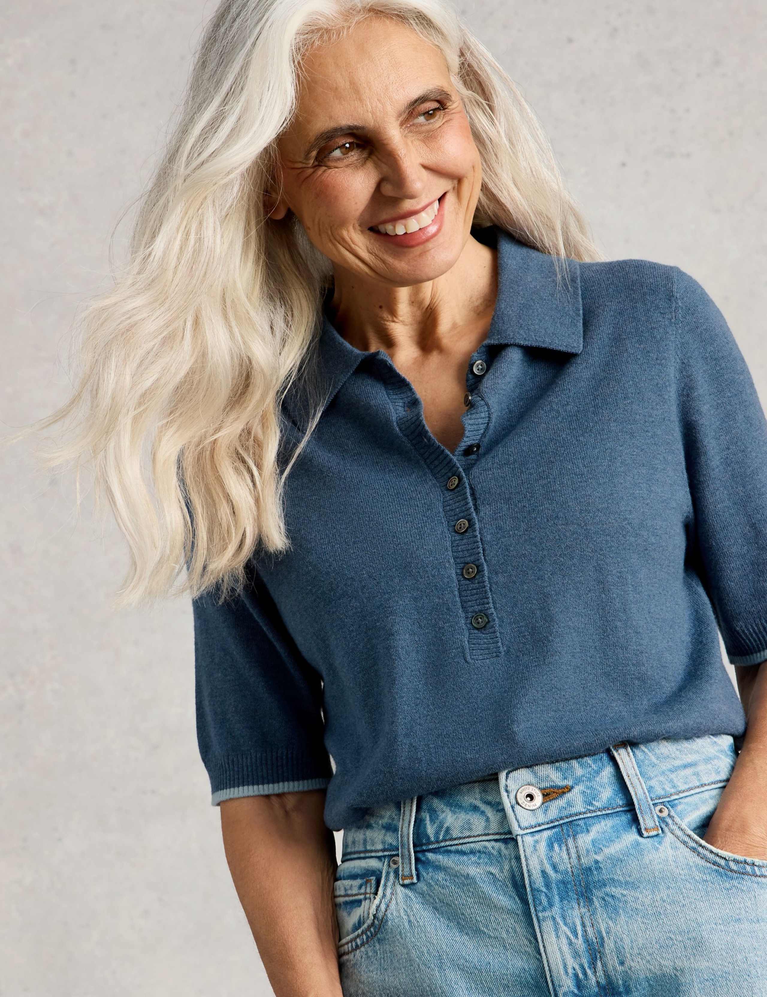 Merino Wool Blend Knitted Polo T-Shirt 3 of 6