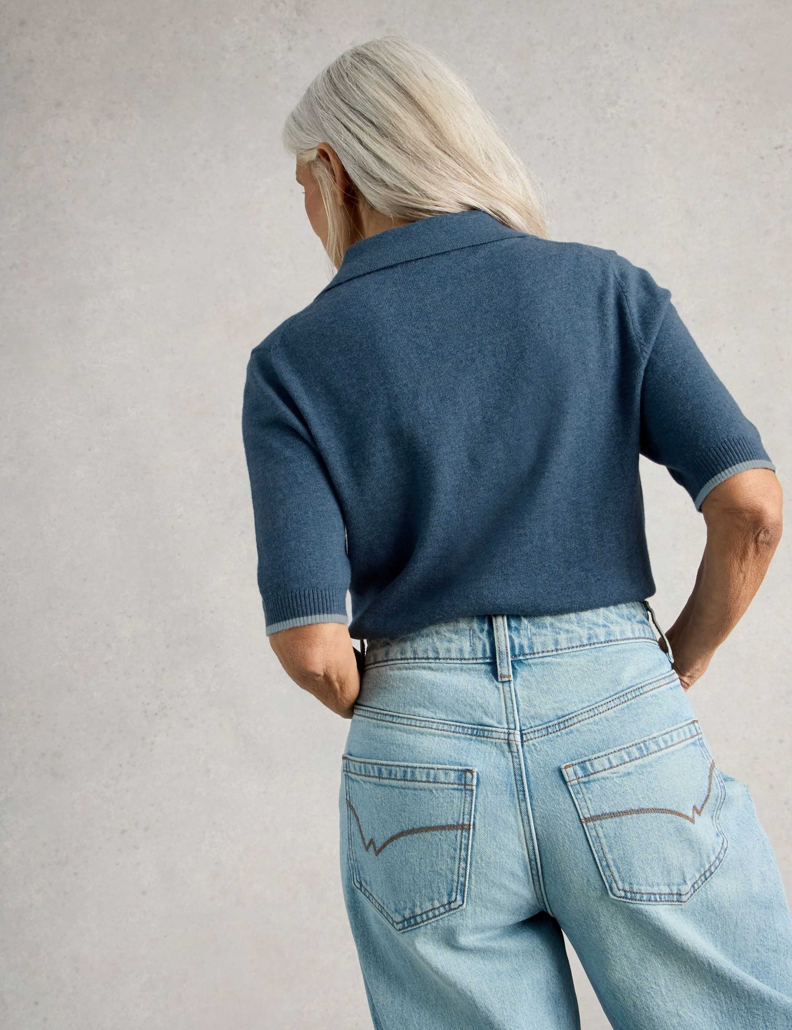 Merino Wool Blend Knitted Polo T-Shirt 4 of 6