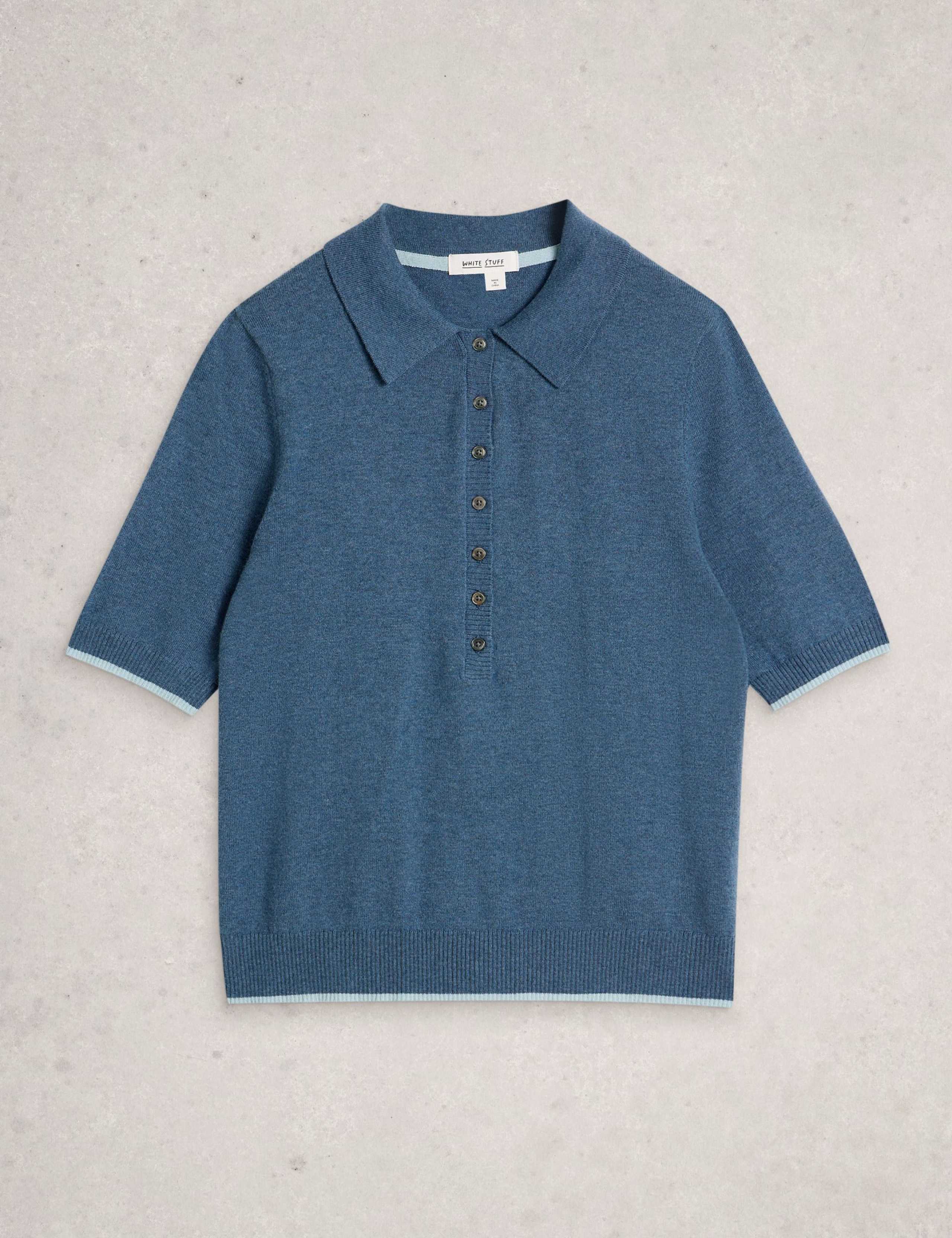 Merino Wool Blend Knitted Polo T-Shirt 2 of 6