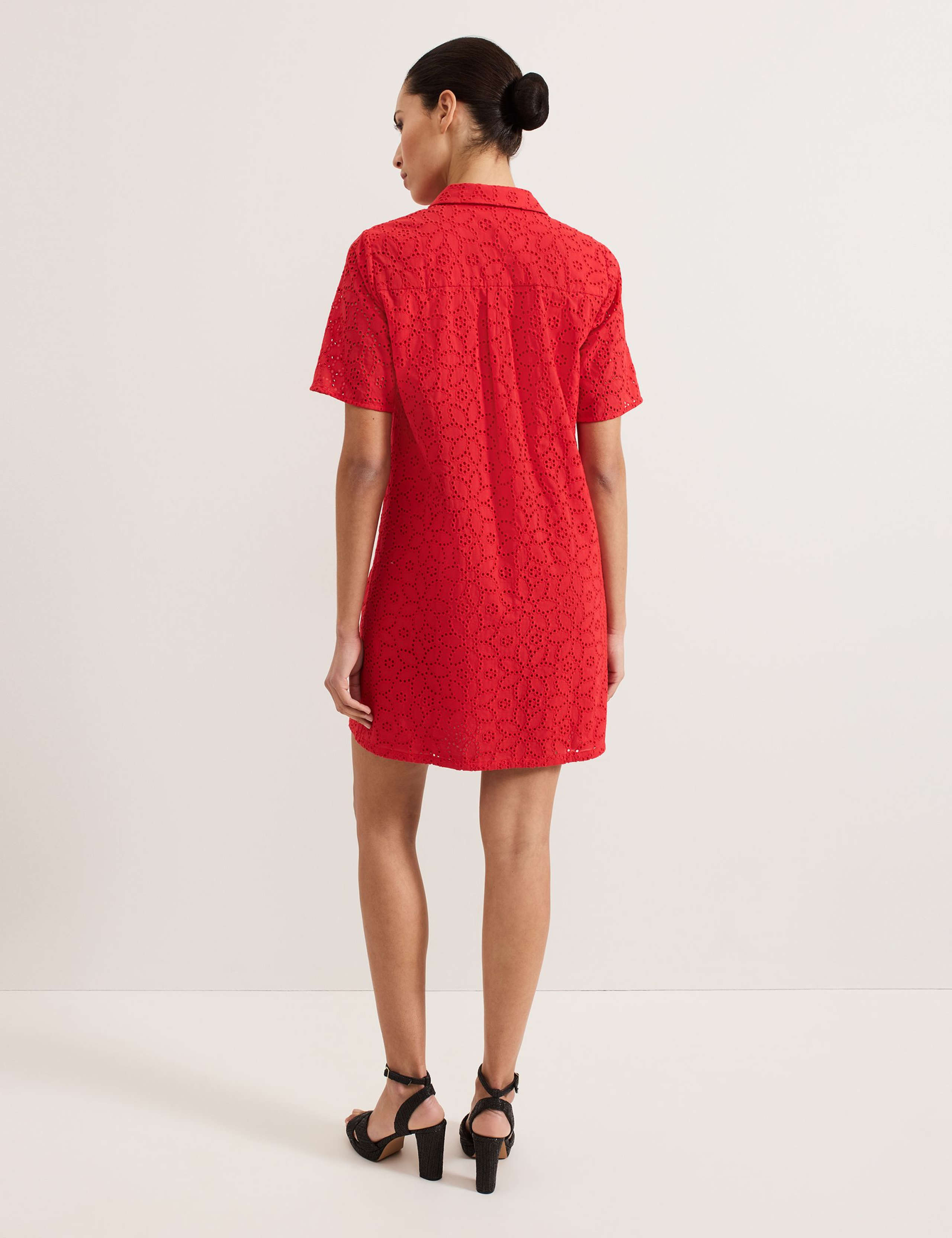 Pure Cotton Floral Broderie Mini Shirt Dress 4 of 6
