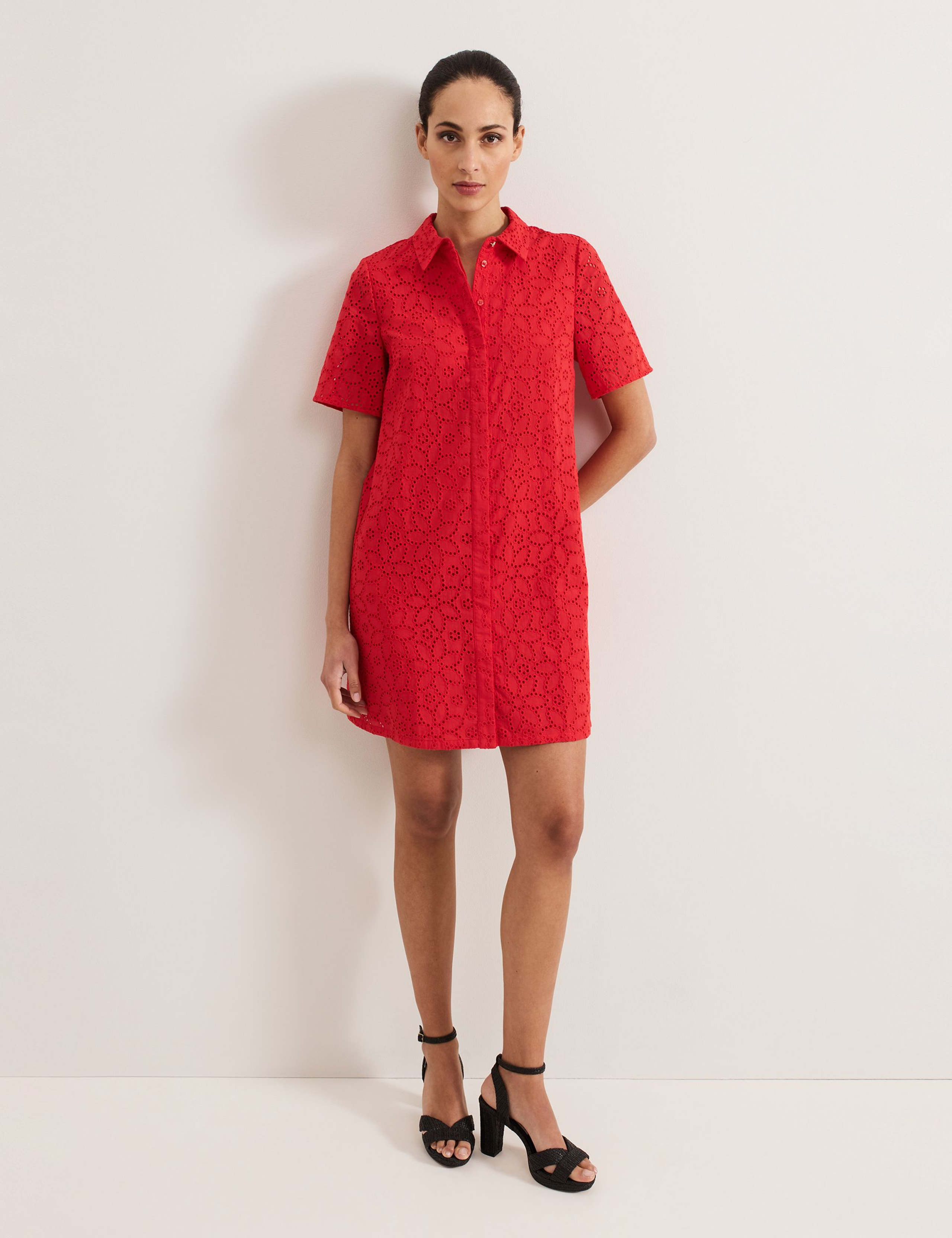 Pure Cotton Floral Broderie Mini Shirt Dress 5 of 6