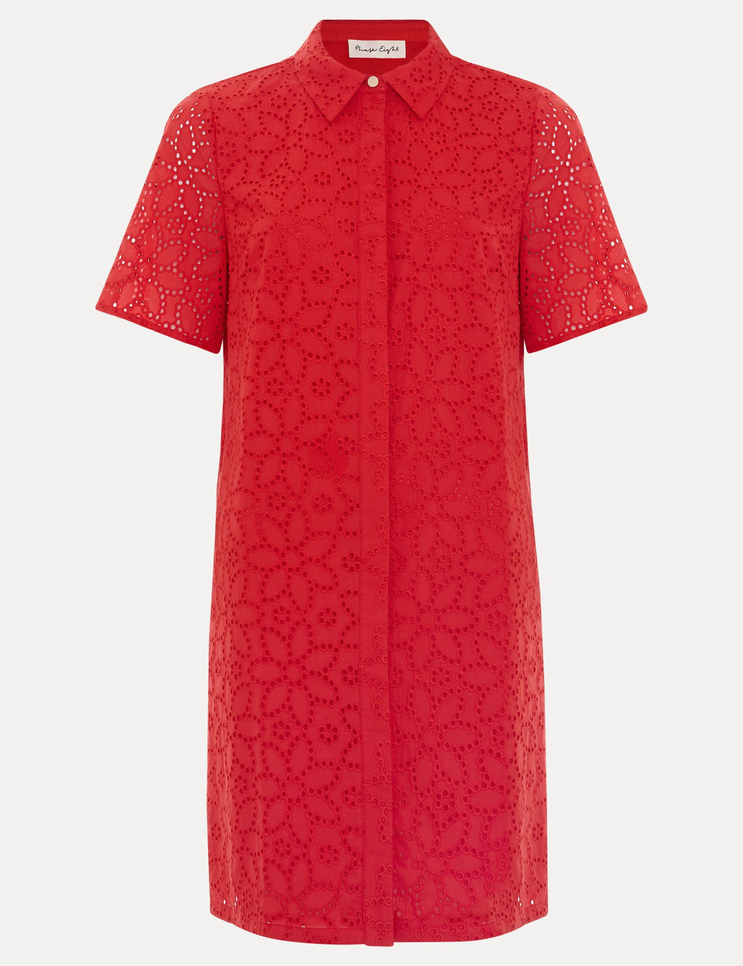 Pure Cotton Floral Broderie Mini Shirt Dress 2 of 6