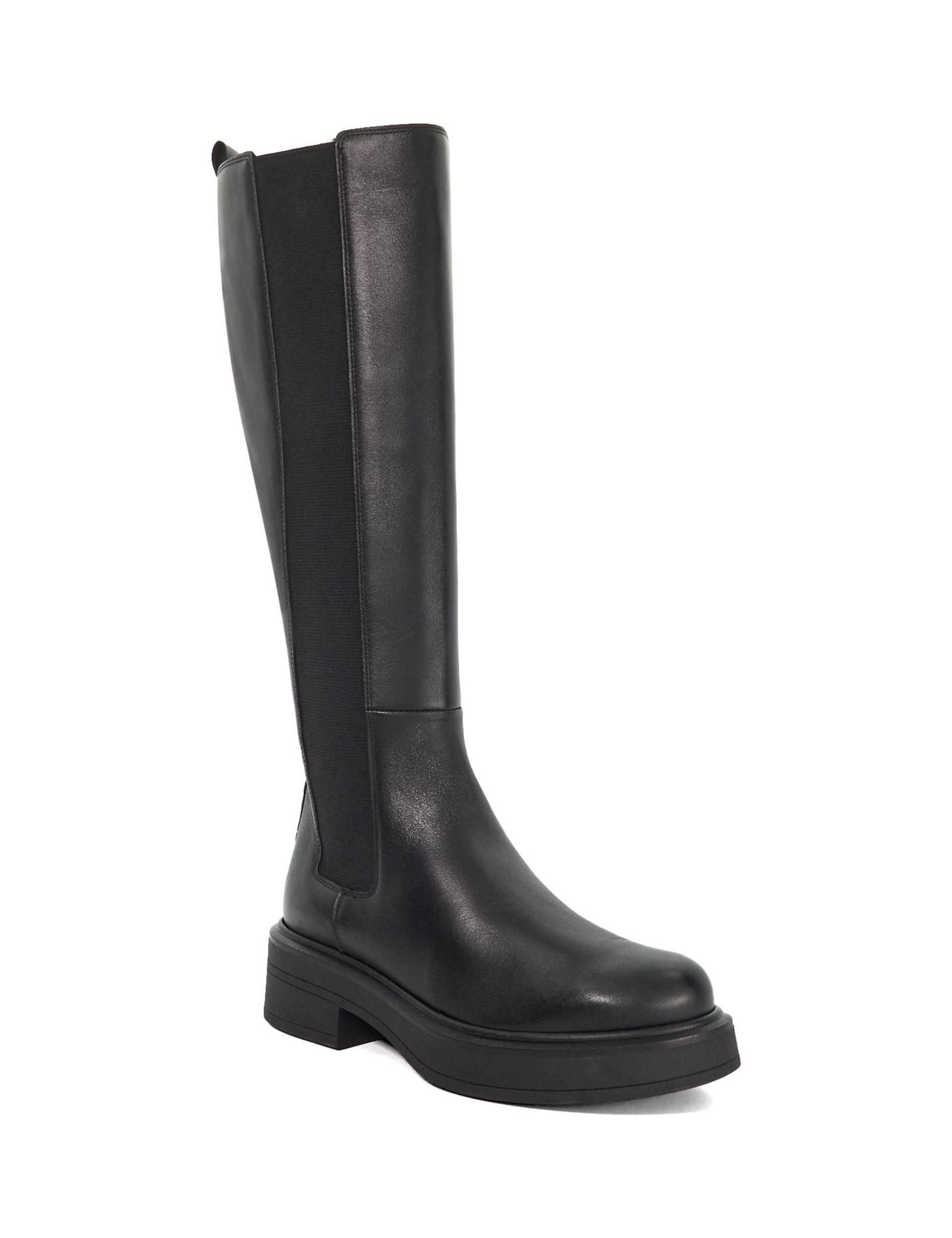 Leather Chelsea Chunky Knee High Boots 3 of 5