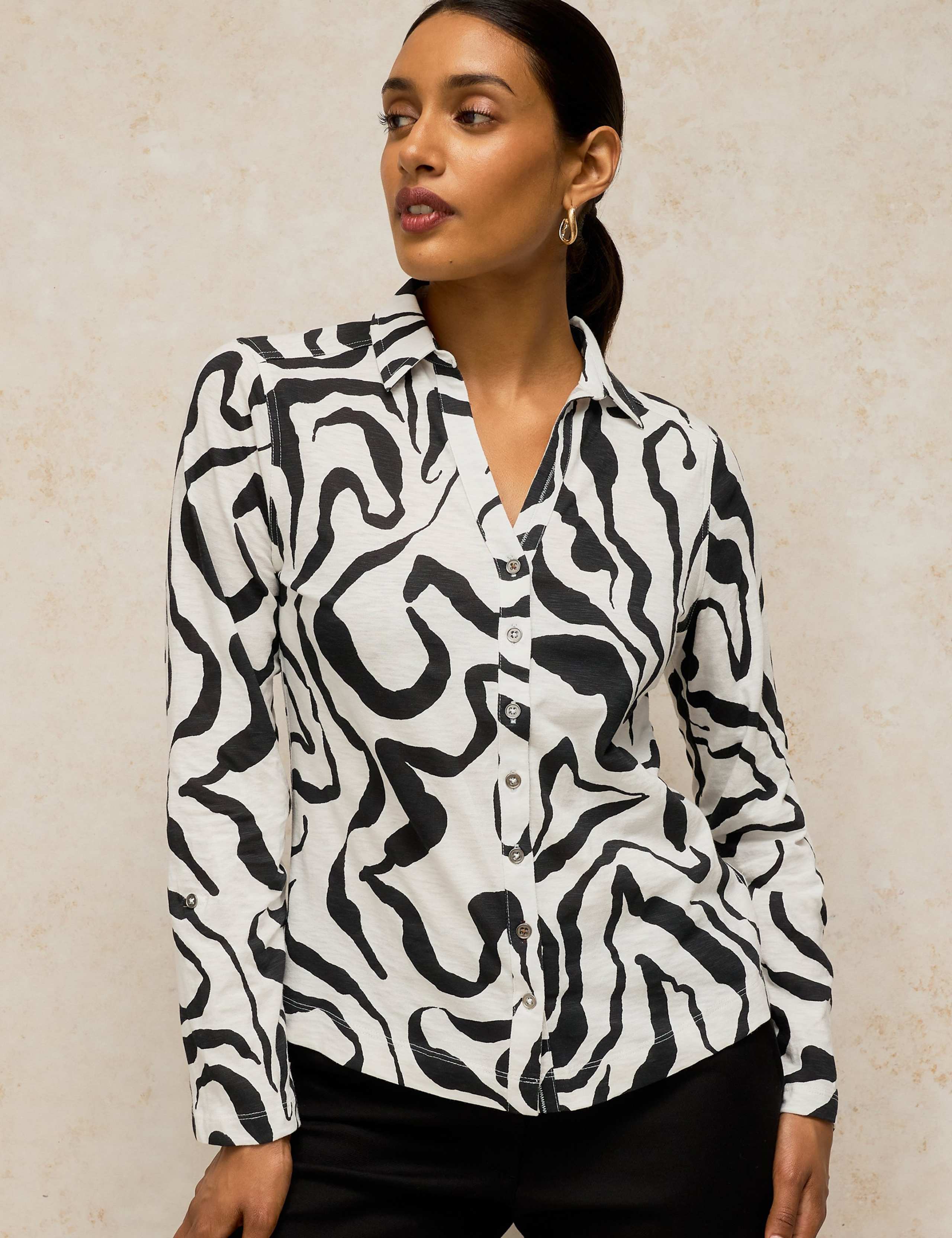 Annie Pure Cotton Printed Collared Shirt 1 of 6