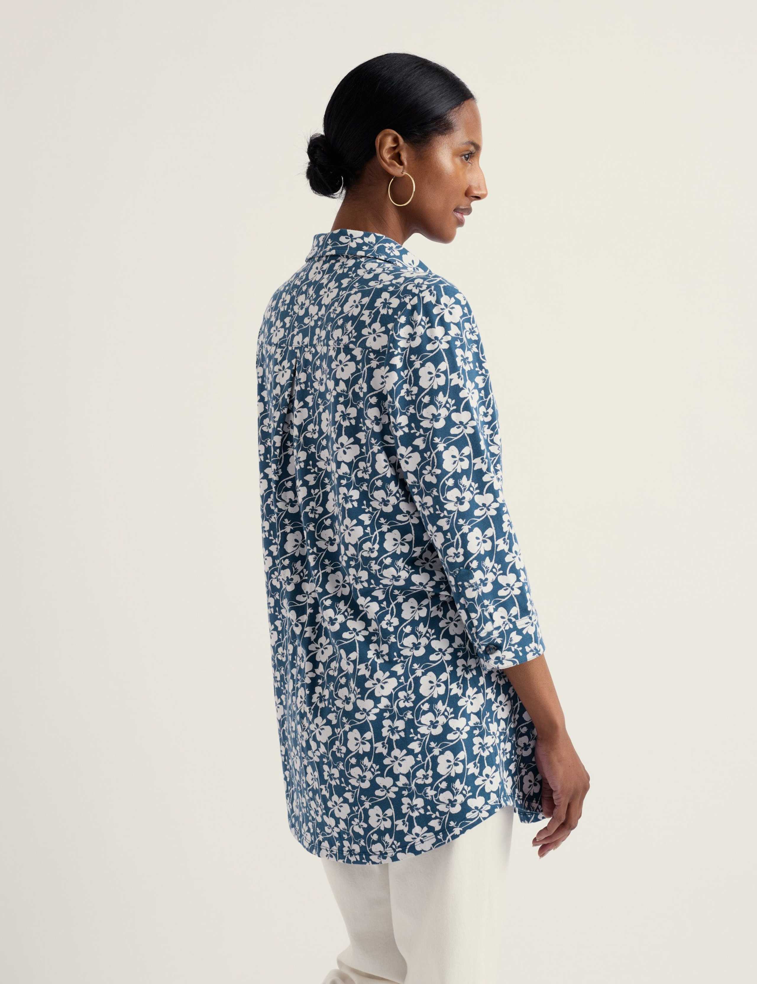 Cotton Rich Floral 3/4 Sleeve Longline Tunic 4 of 5