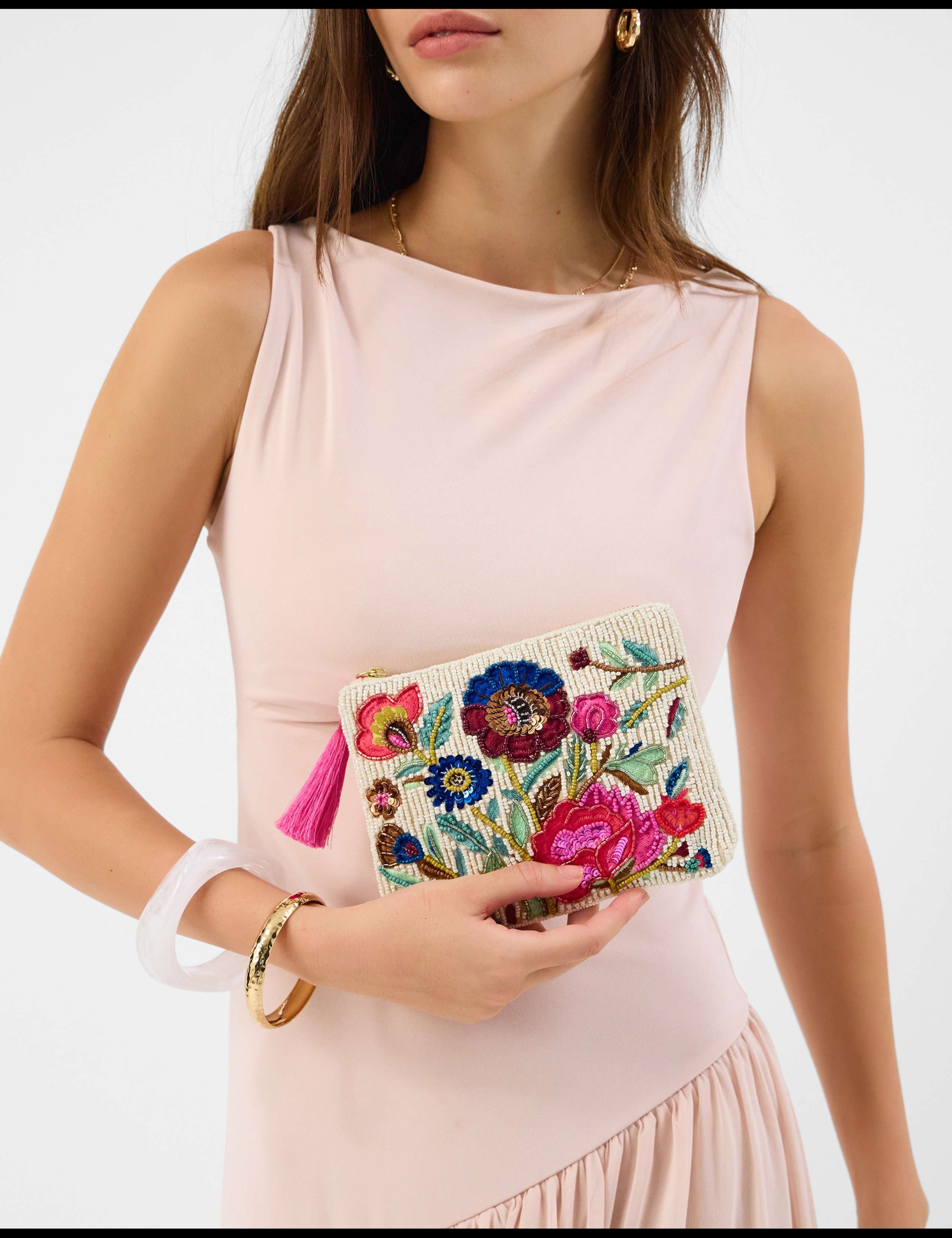 Pure Cotton Floral Beaded Pouch 3 of 5