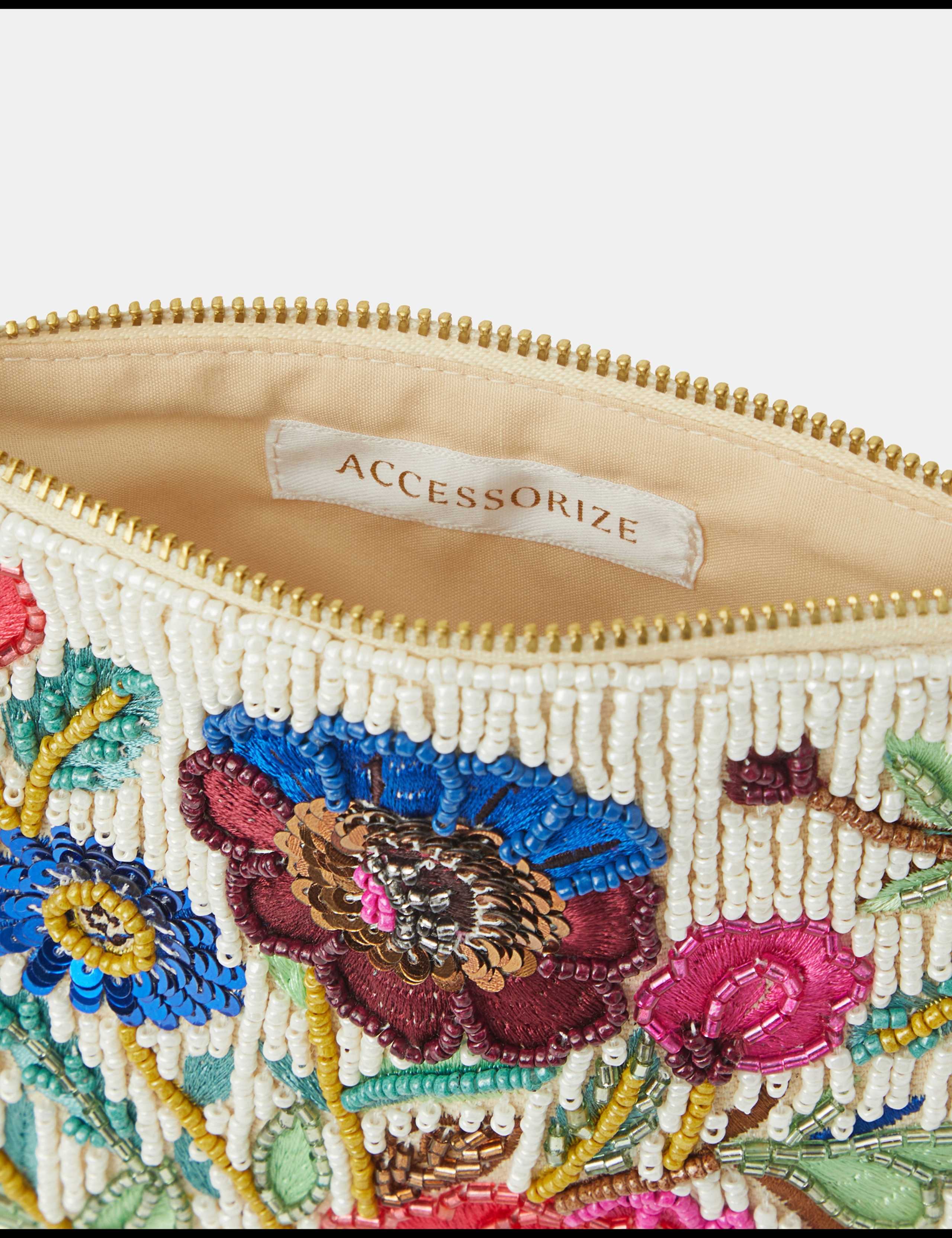Pure Cotton Floral Beaded Pouch 4 of 5