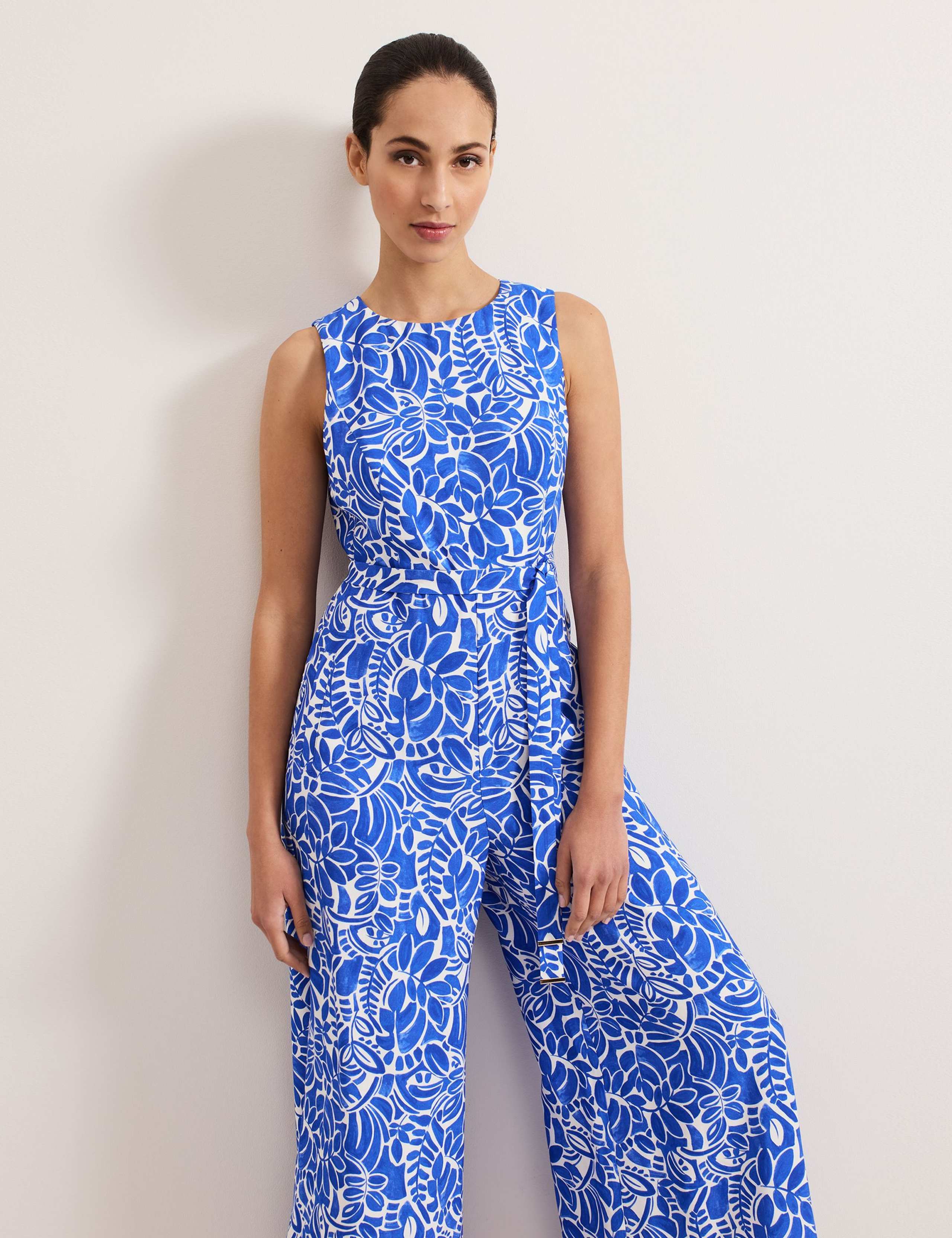 Printed Sleeveless Wide Leg Jumpsuit 4 of 8