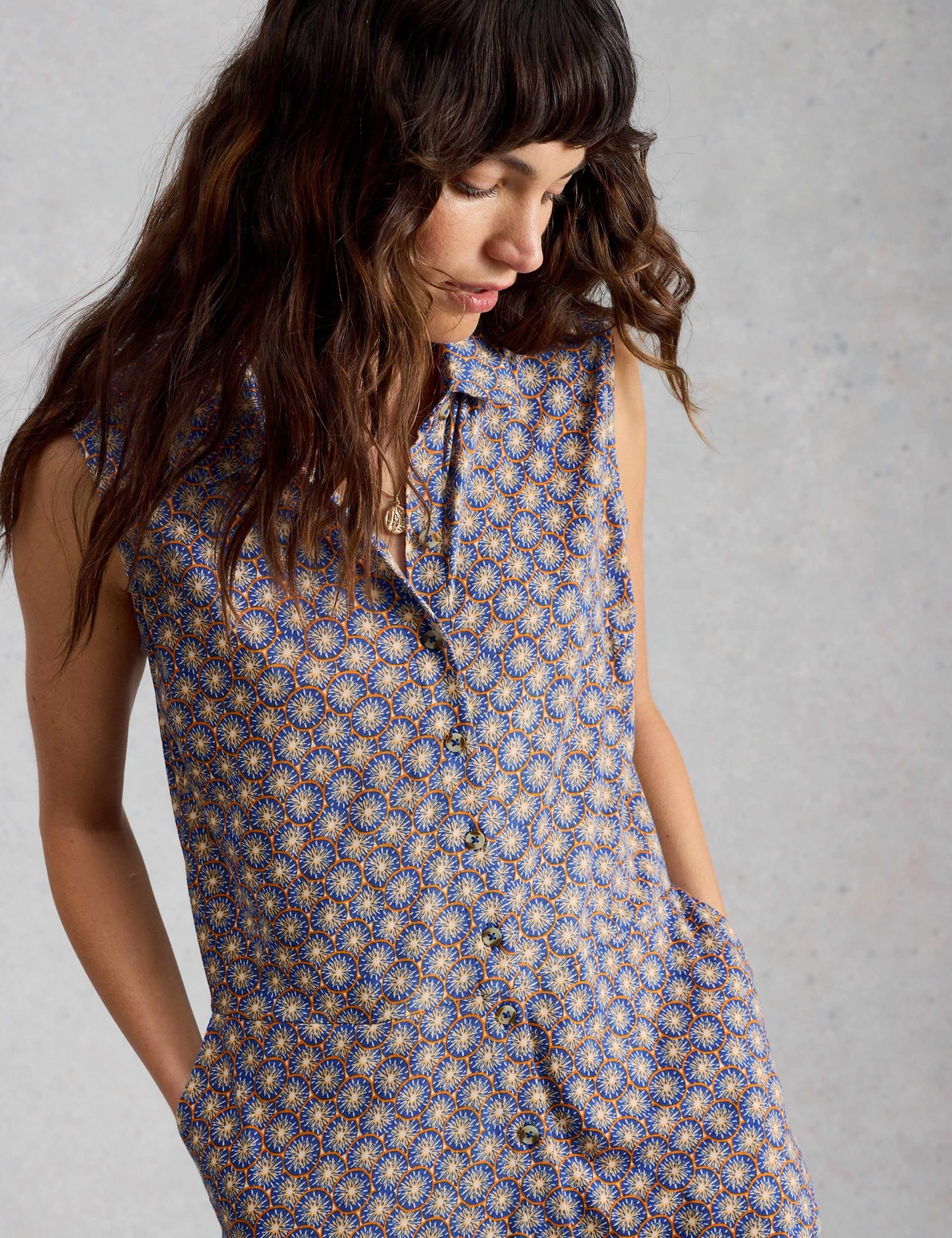 Jersey Geometric Collared Maxi Shirt Dres 6 of 6