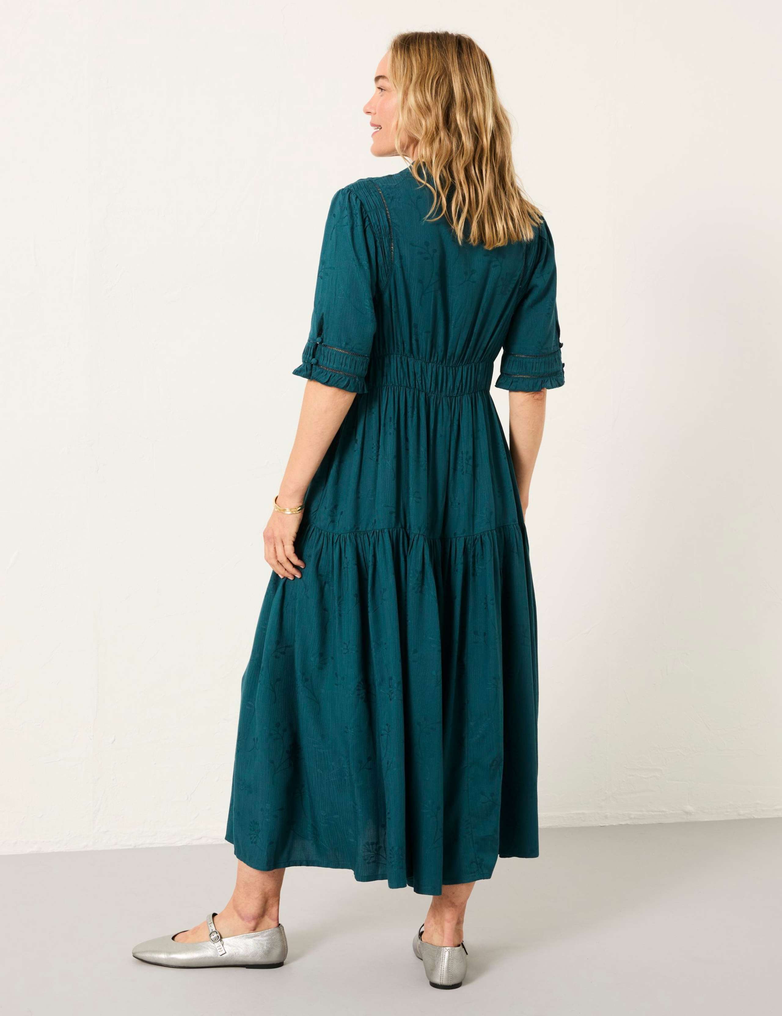 Floral Button Through Midi Tiered Dress 4 of 6
