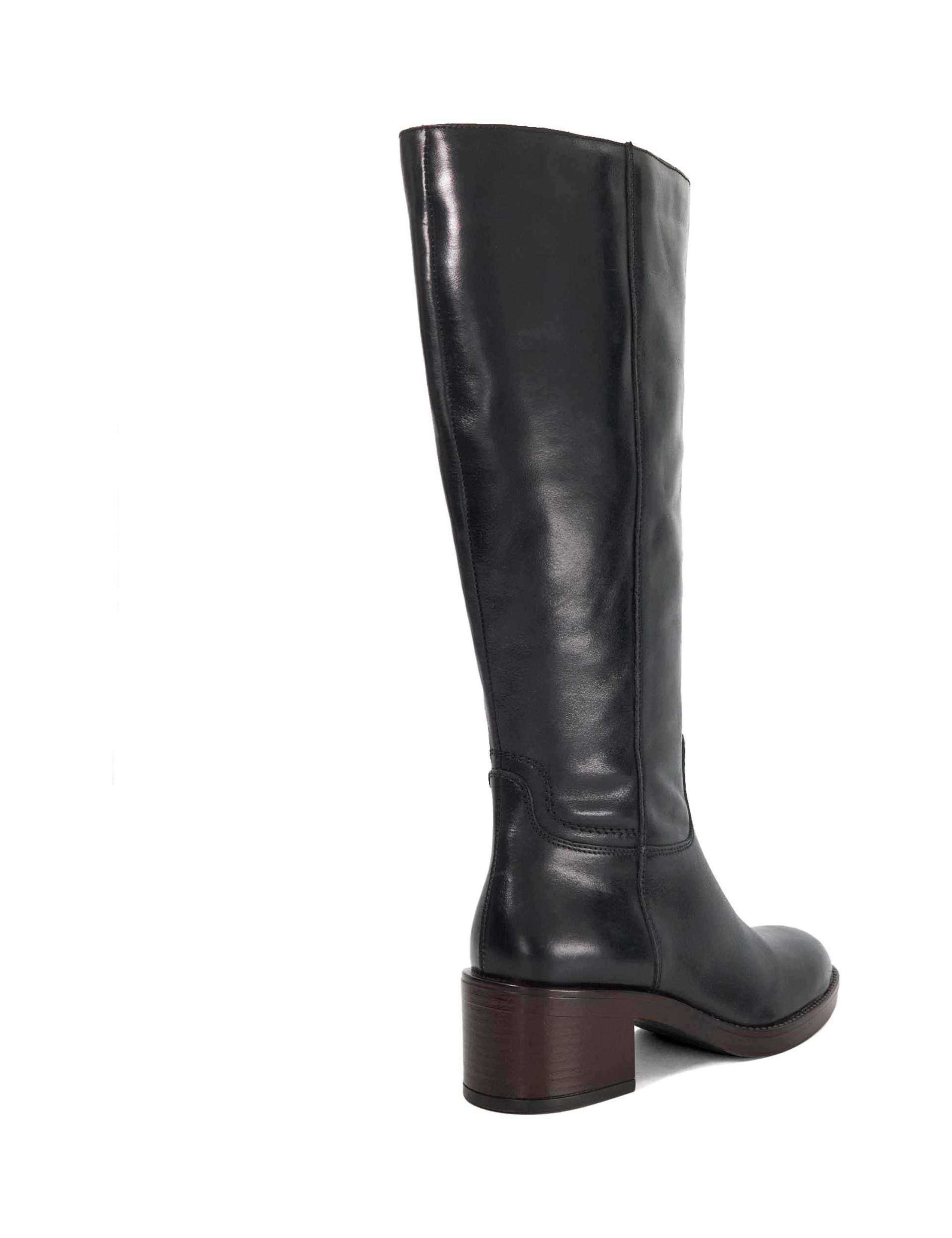 Leather Block Heel Knee High Boots 2 of 5