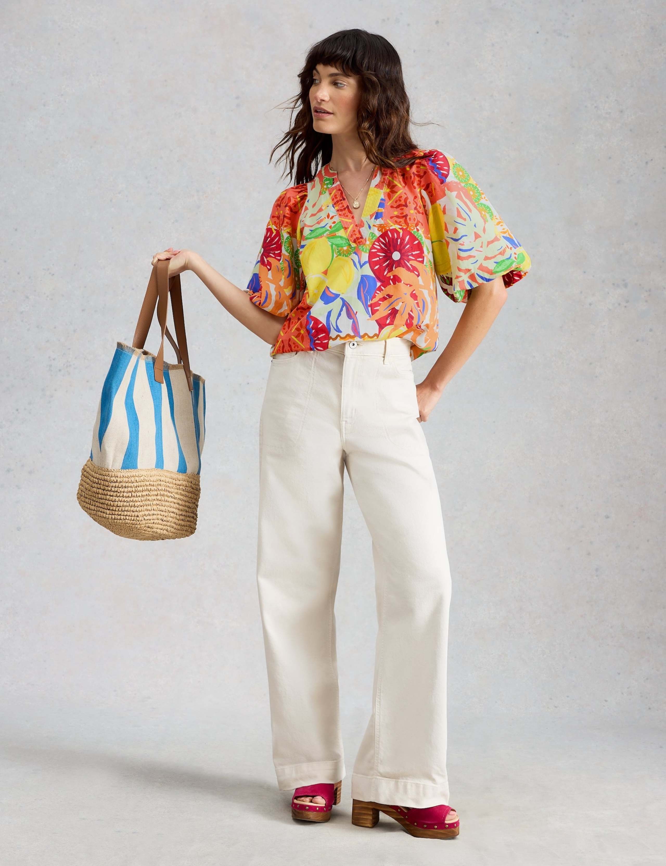 Pure Cotton Printed V-Neck Top 3 of 6