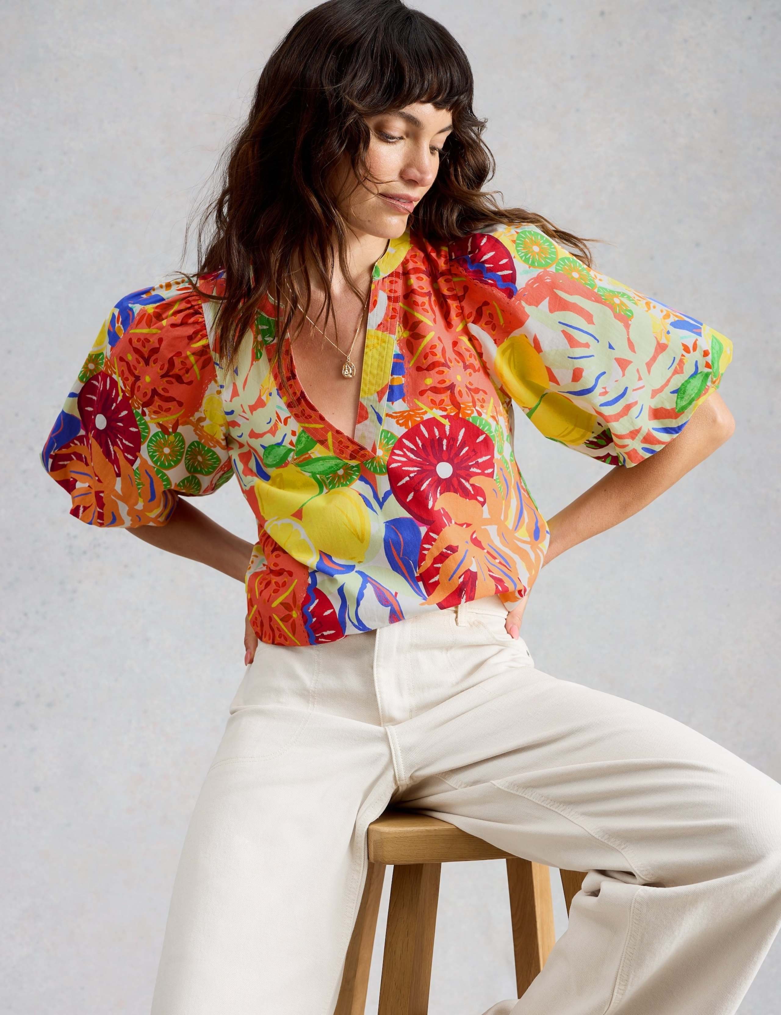 Pure Cotton Printed V-Neck Top 4 of 6