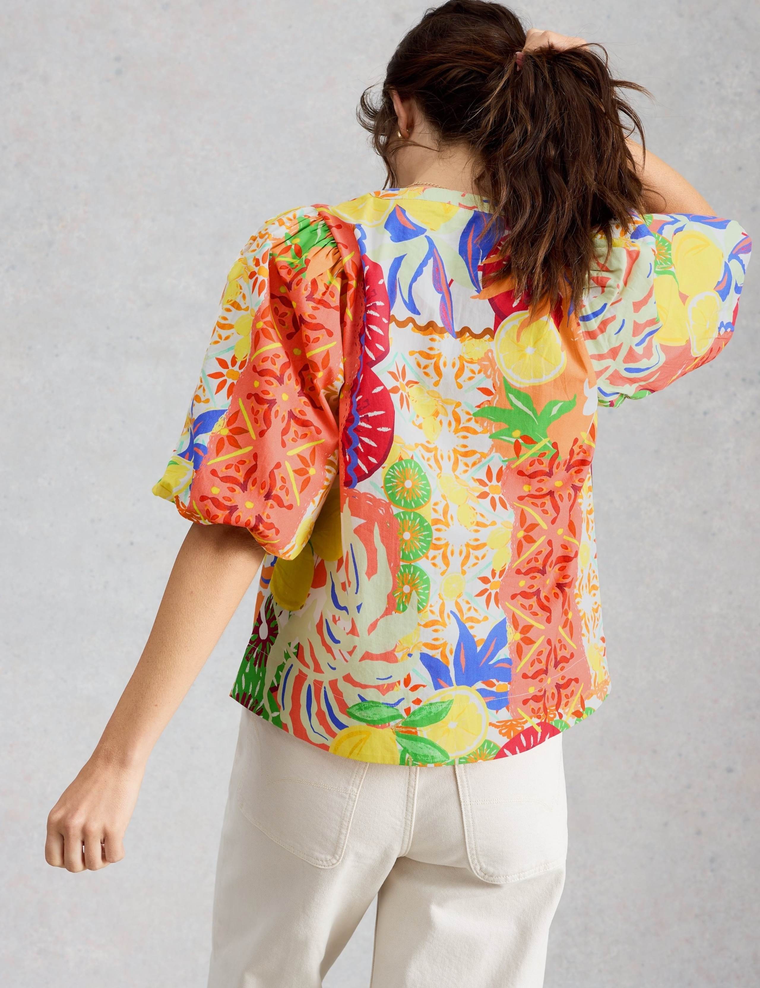 Pure Cotton Printed V-Neck Top 5 of 6