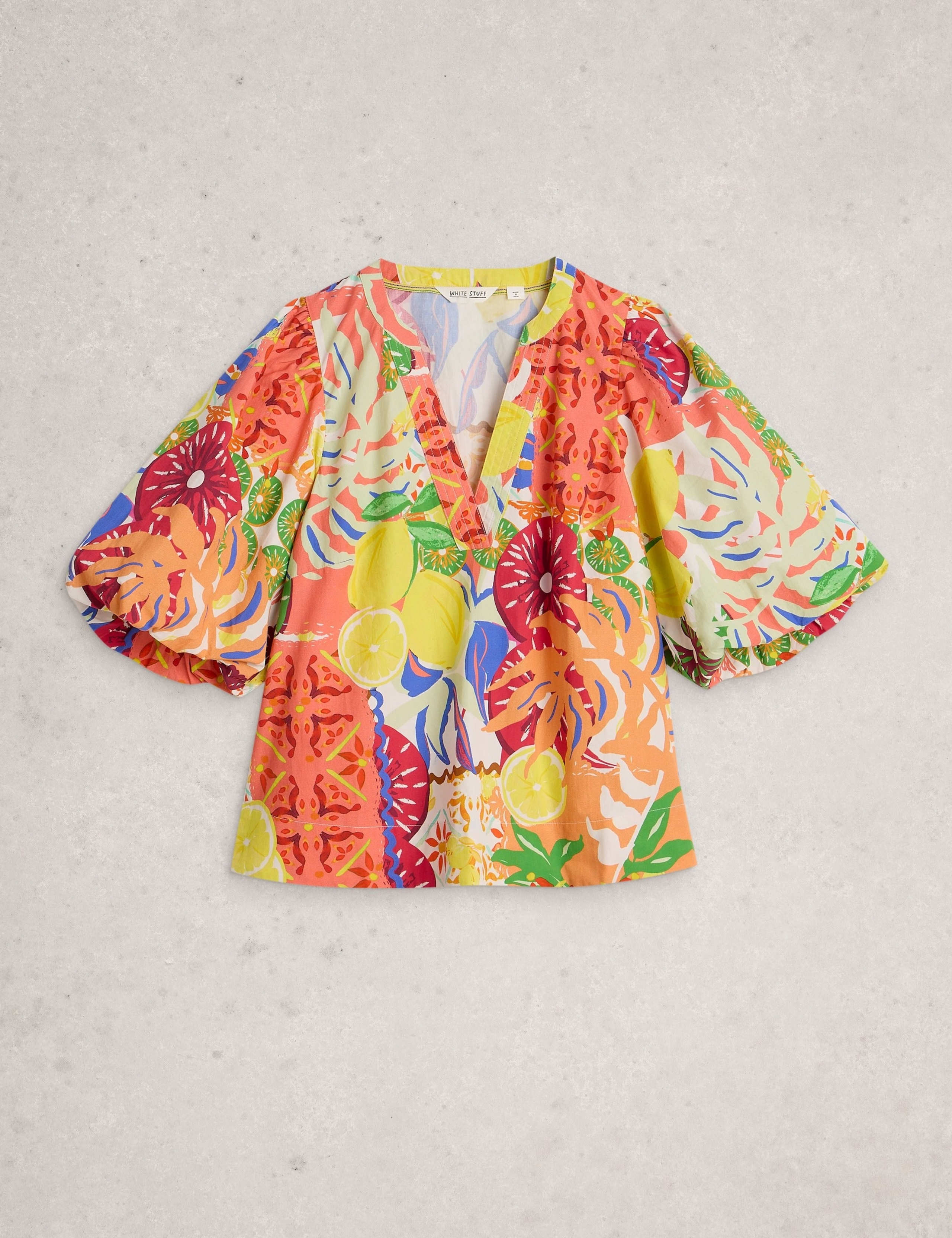 Pure Cotton Printed V-Neck Top 2 of 6