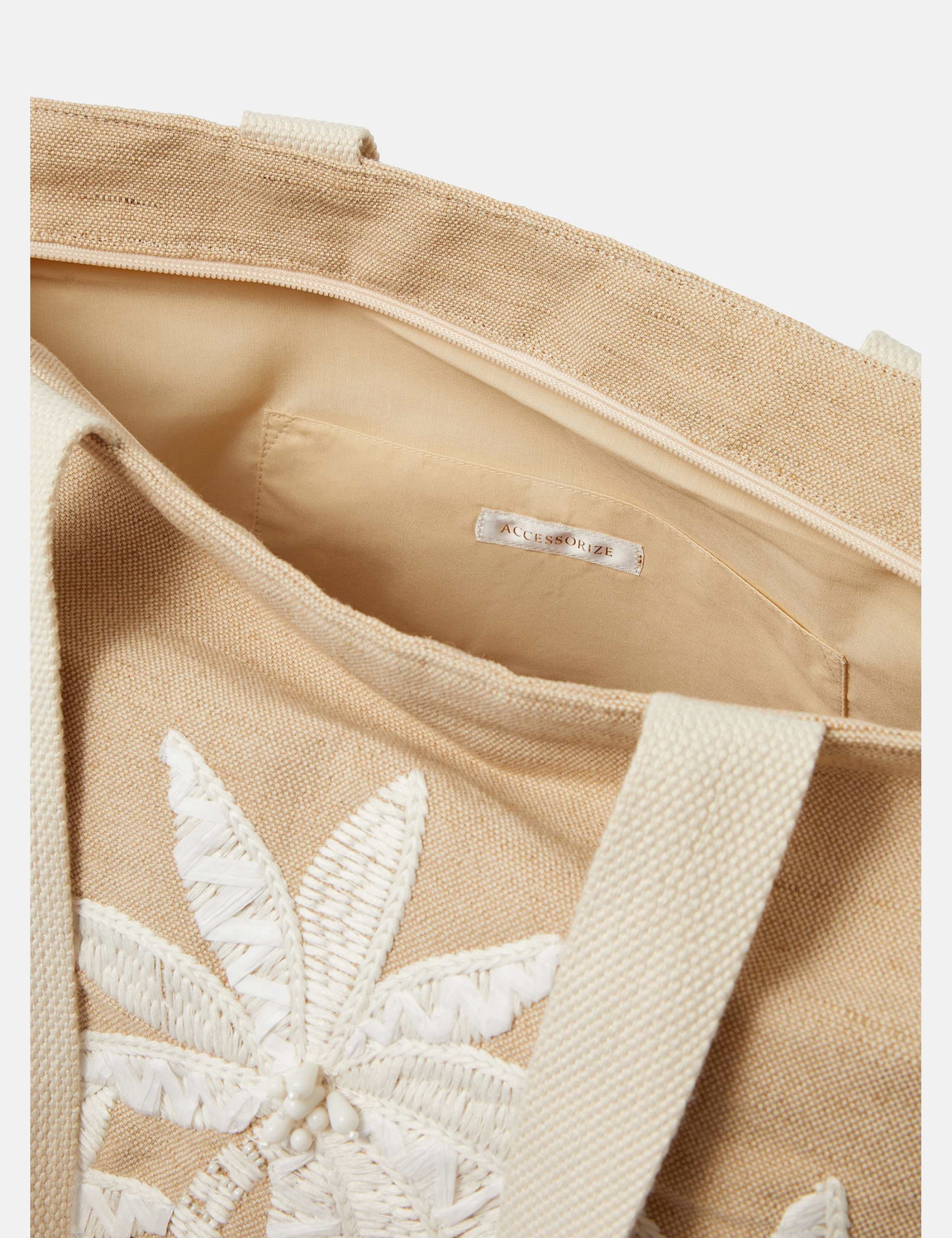 Jute Rich Palm Tree Embroidery Beach Bag 3 of 4
