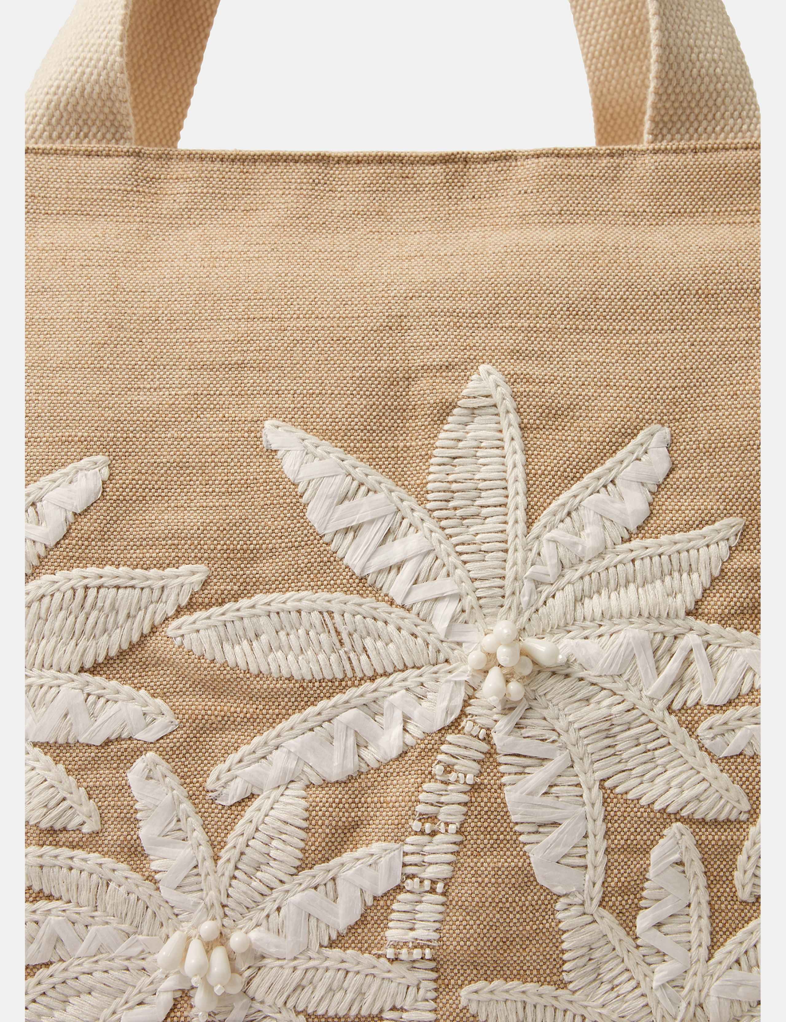 Jute Rich Palm Tree Embroidery Beach Bag 4 of 4
