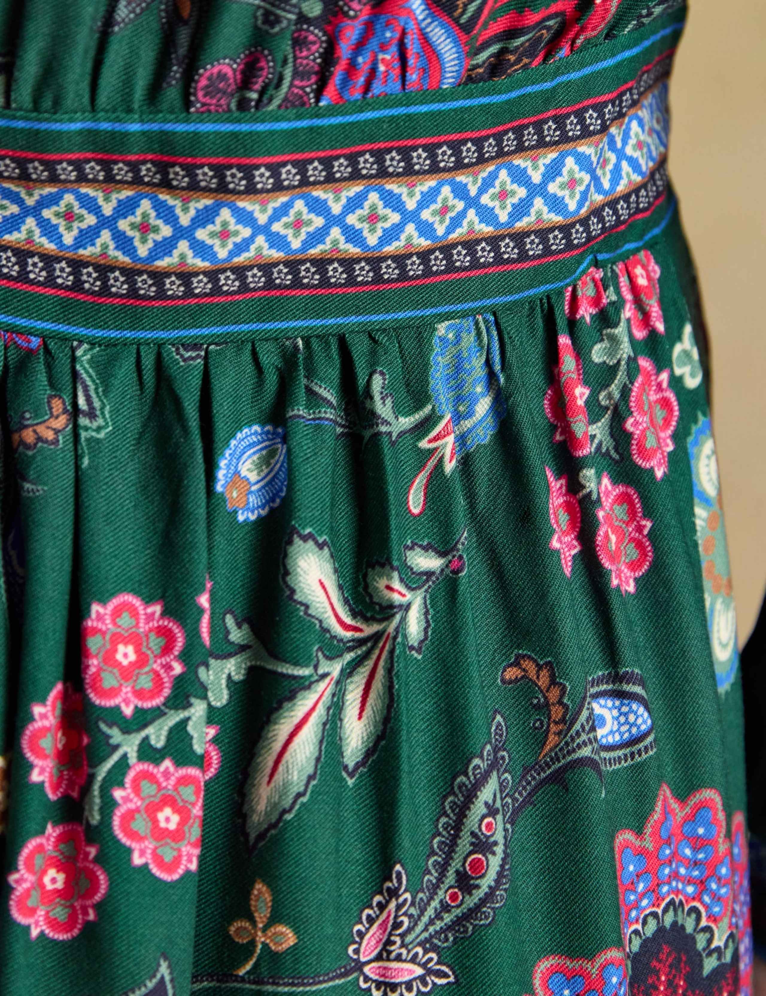 Floral V Neck Ruffle Maxi Tea Dress 3 of 8