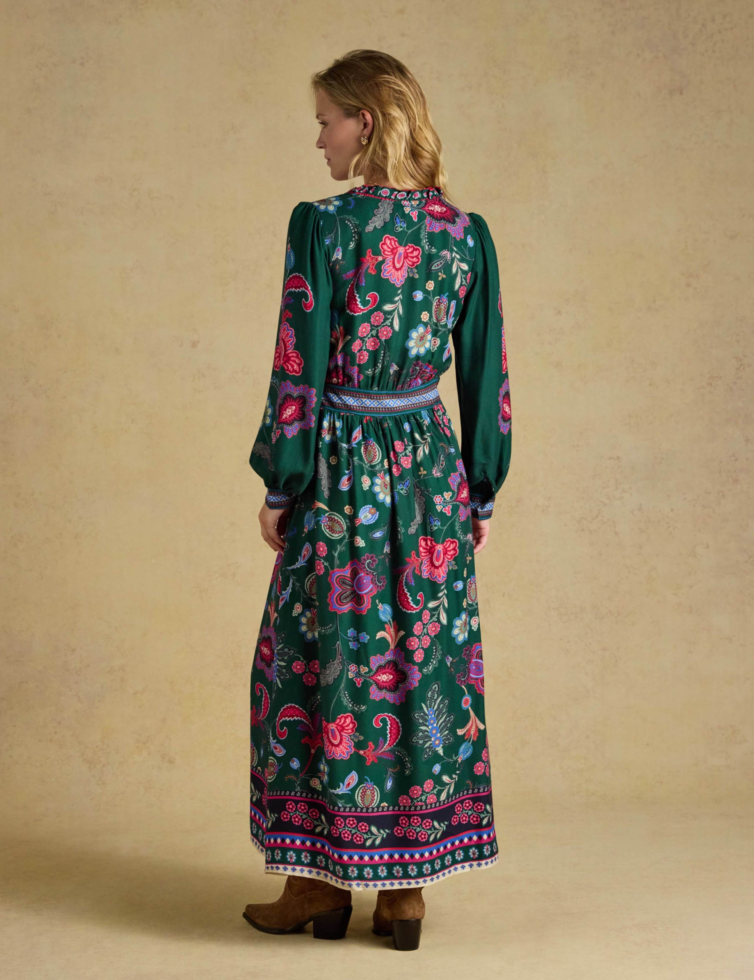 Floral V Neck Ruffle Maxi Tea Dress 4 of 8