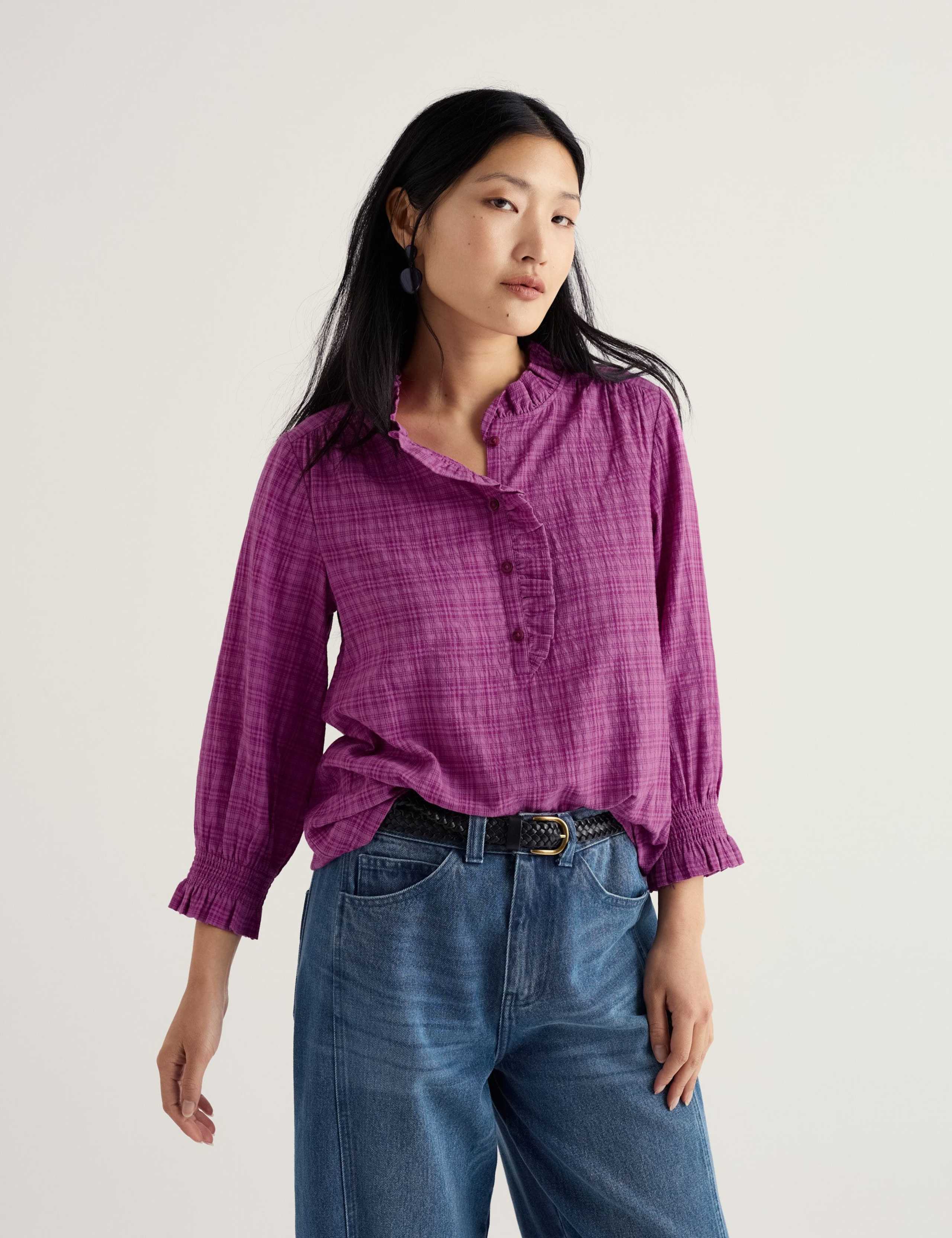 Cotton Rich Checked Ruffle Top 3 of 5