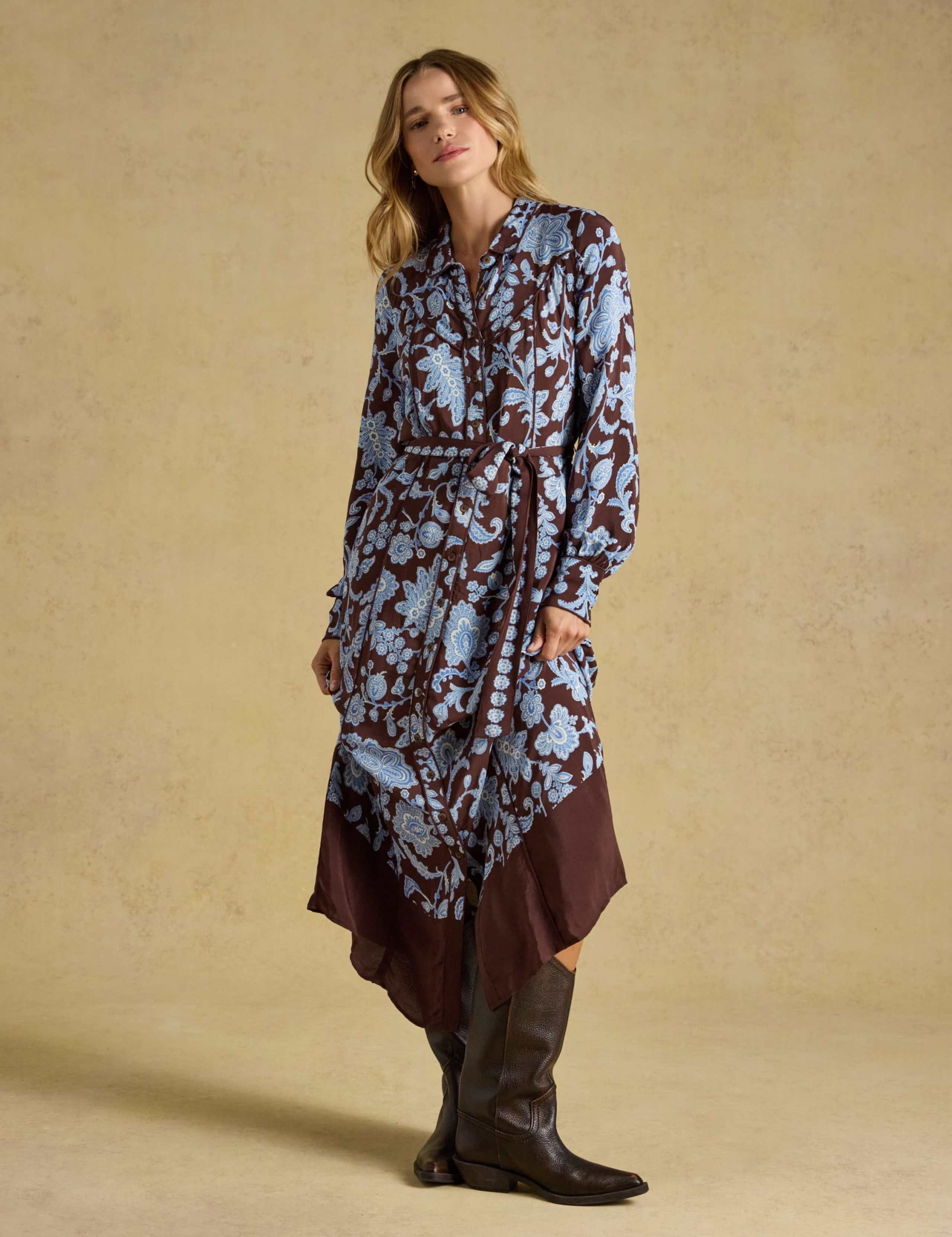 Floral Button Through Belted Midi Shirt Dress 1 of 7