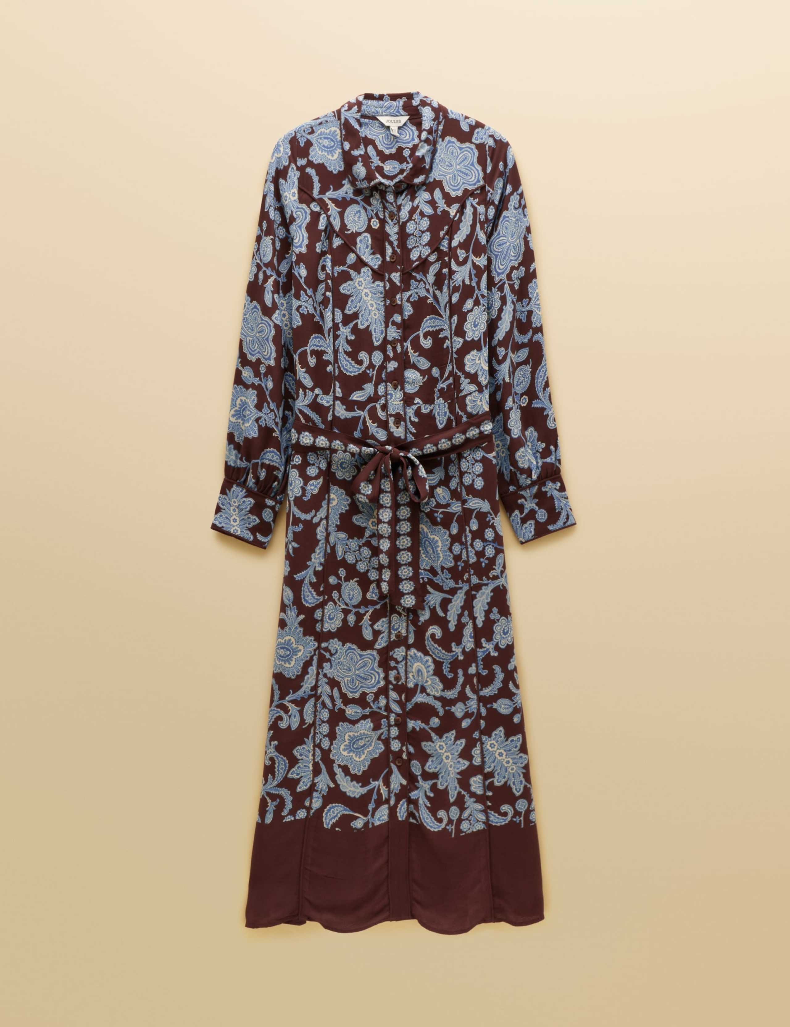 Floral Button Through Belted Midi Shirt Dress 4 of 7