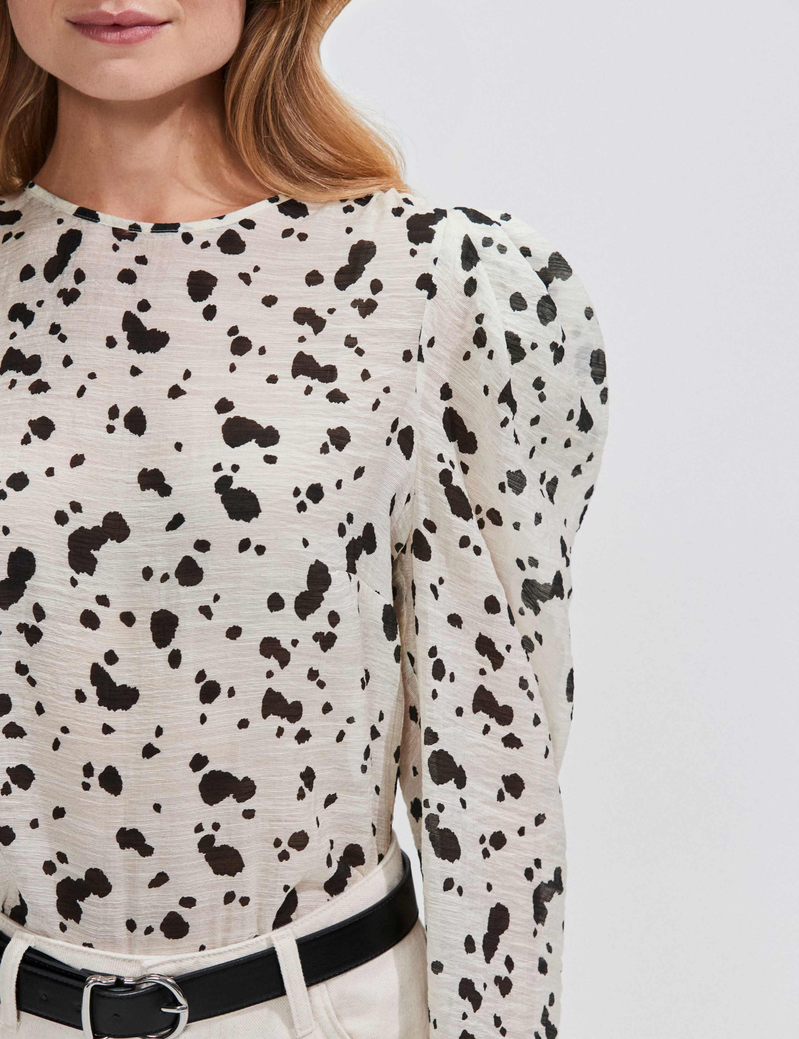 Dalmatian Print Puff Sleeve Blouse 5 of 5