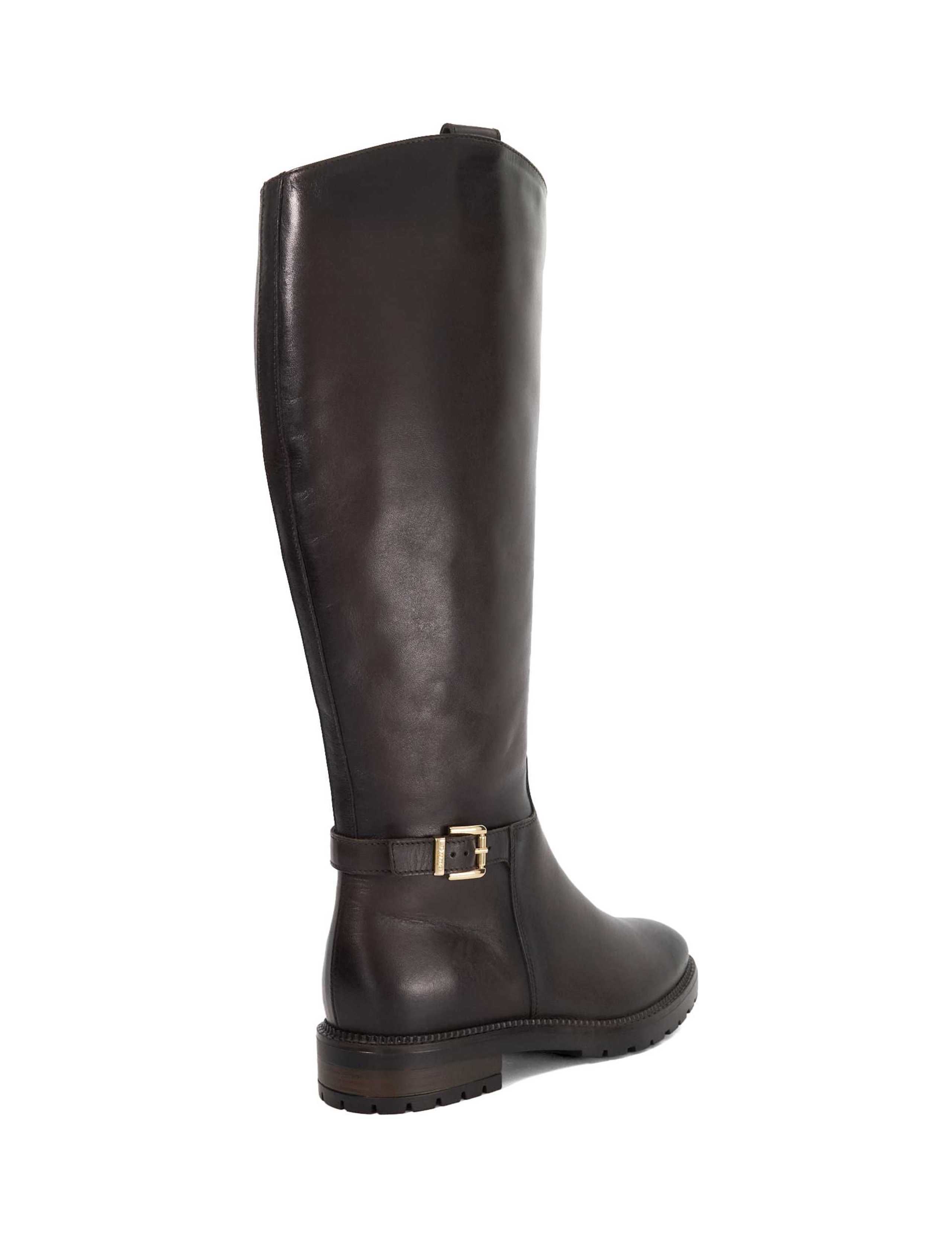 Leather Buckle Cleated Flat Knee High Boots 3 of 5