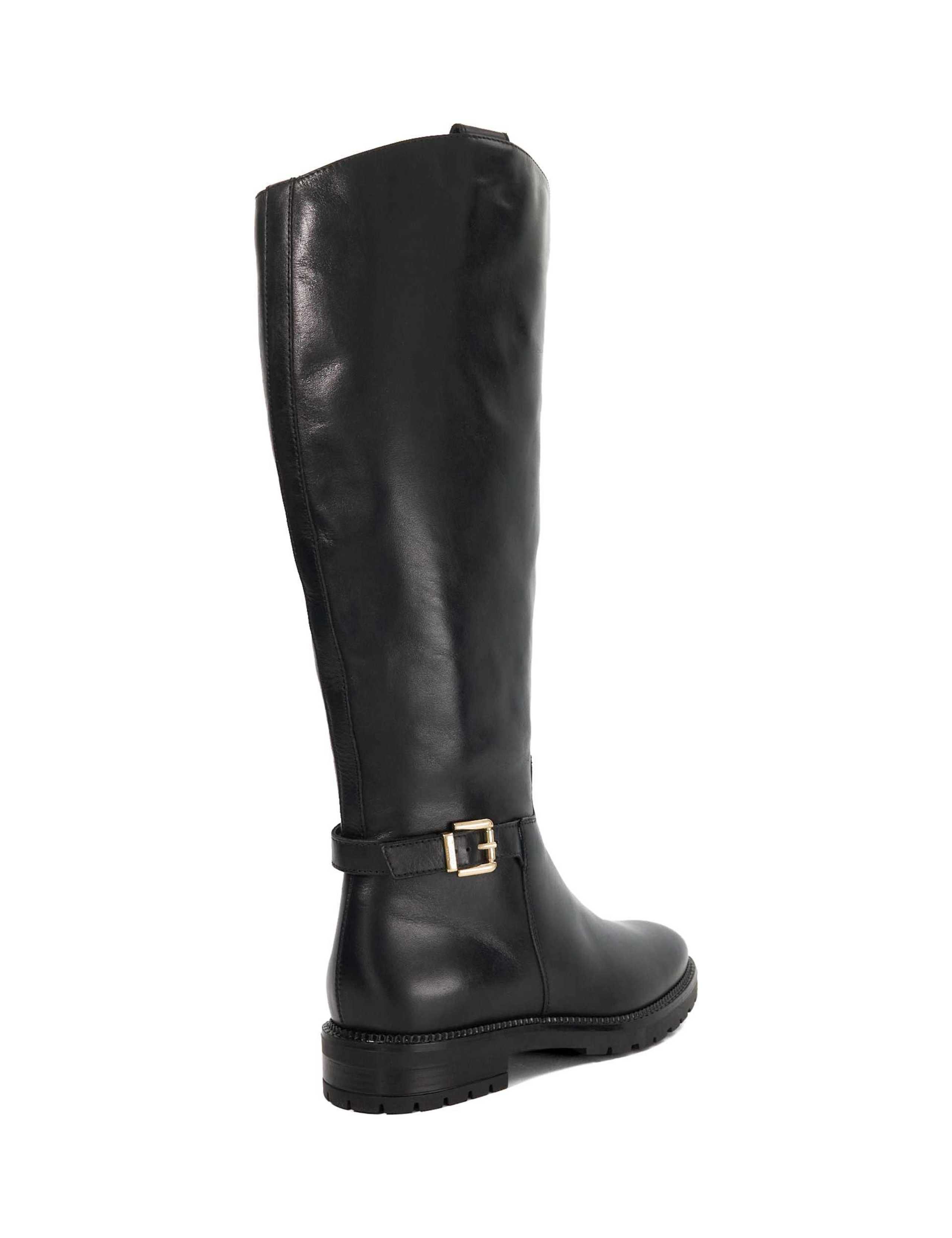 Leather Buckle Cleated Flat Knee High Boots 3 of 5