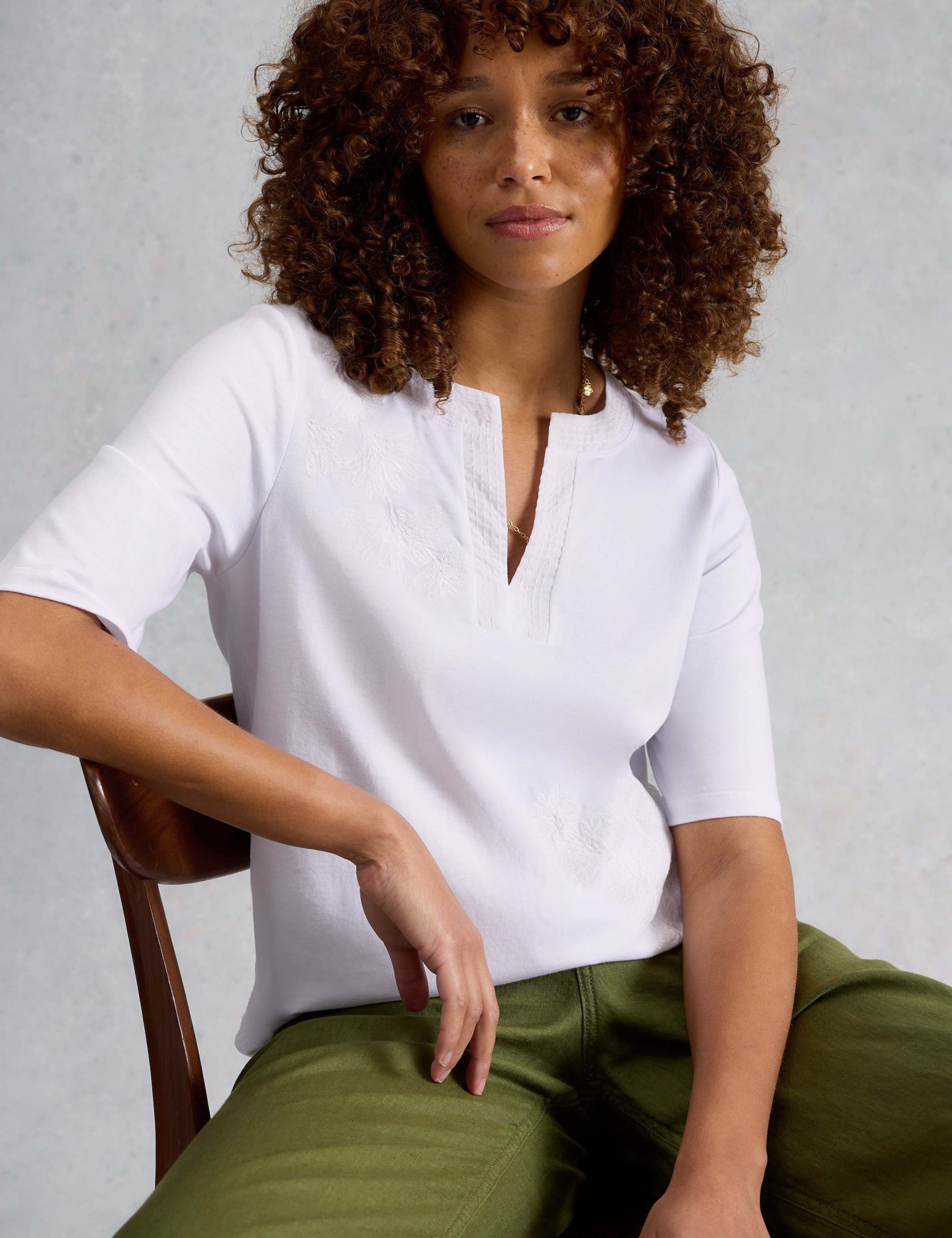 Pure Cotton Embroidered T-Shirt 1 of 6