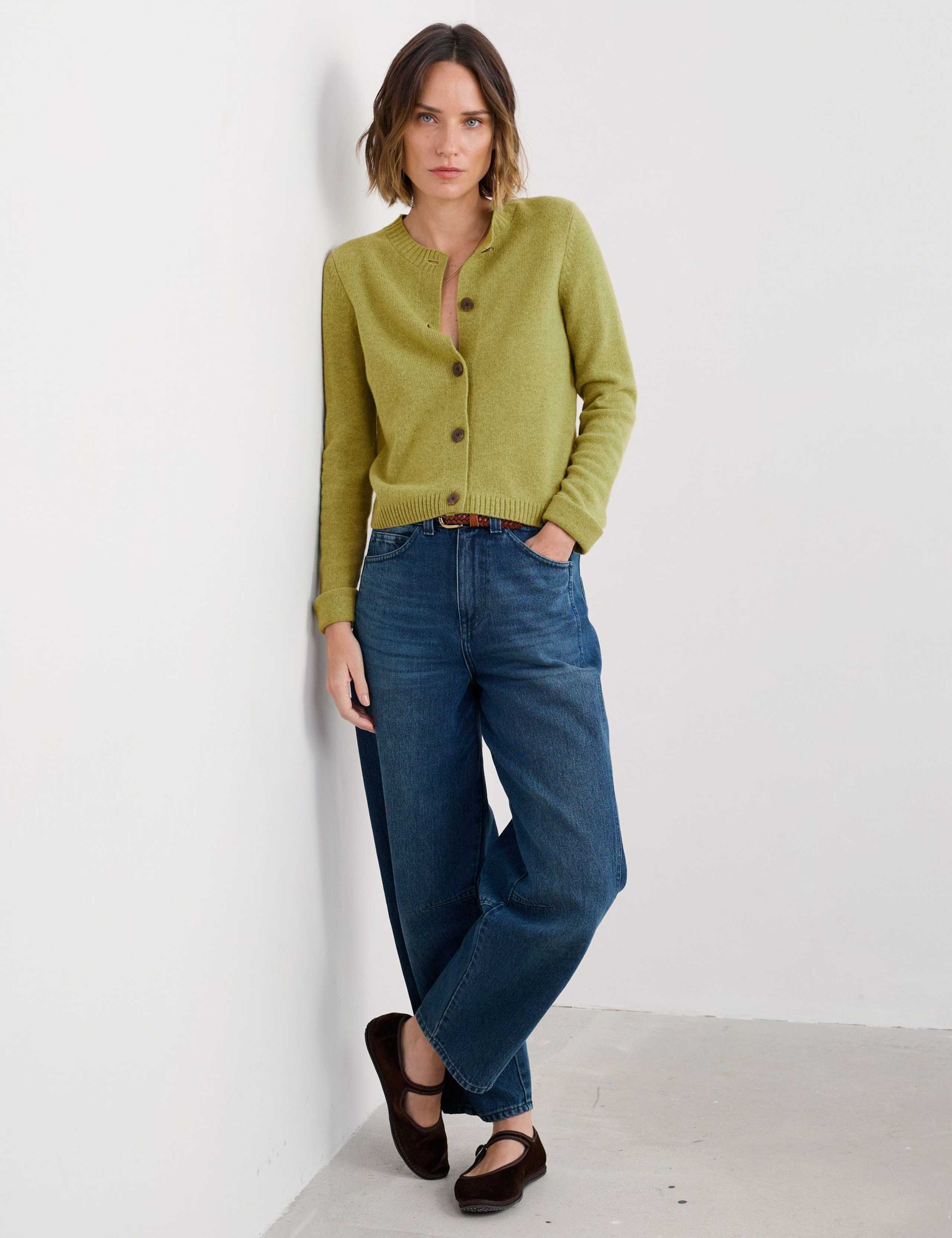 Merino Wool Rich Crew Neck Cardigan 1 of 5
