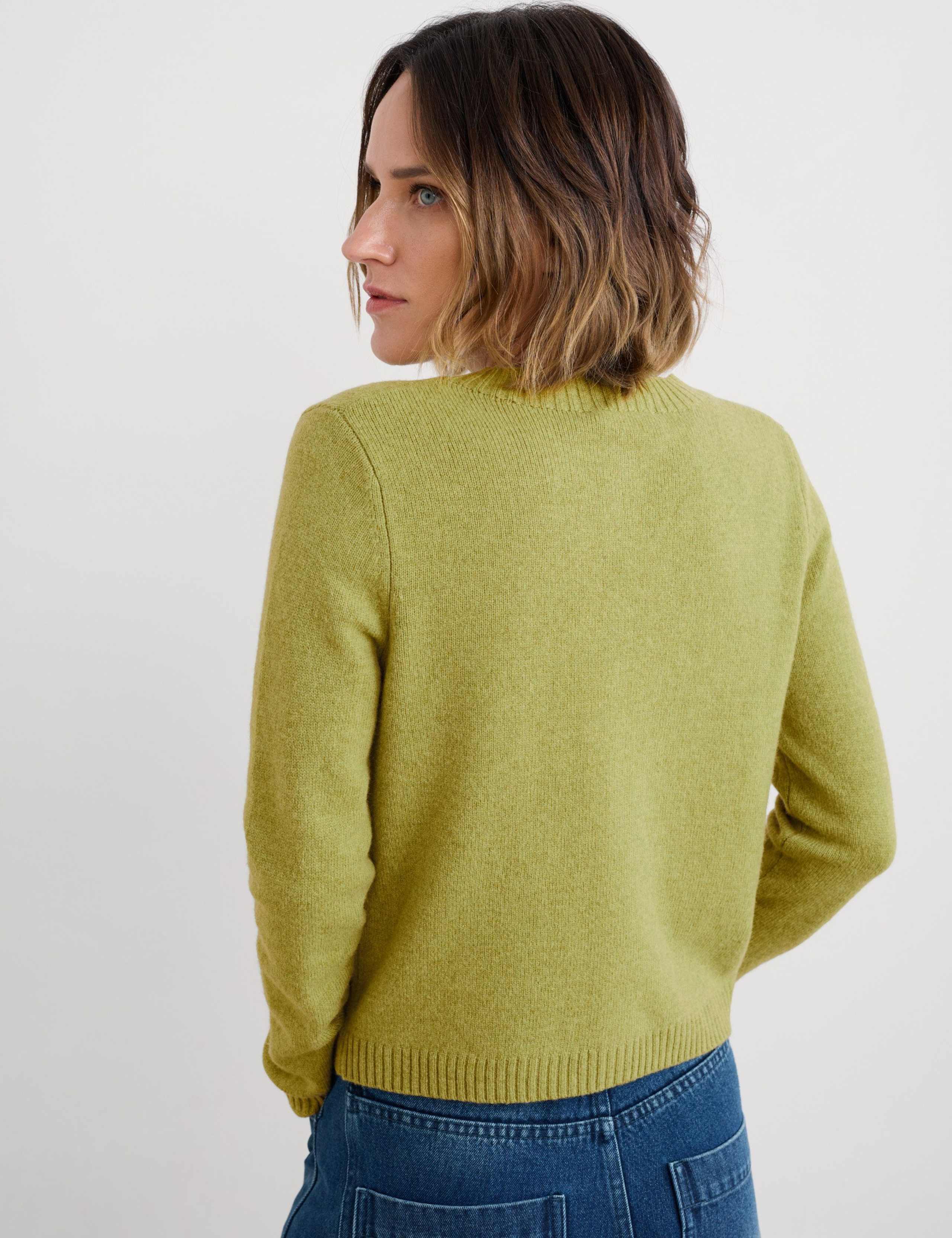Merino Wool Rich Crew Neck Cardigan 3 of 5