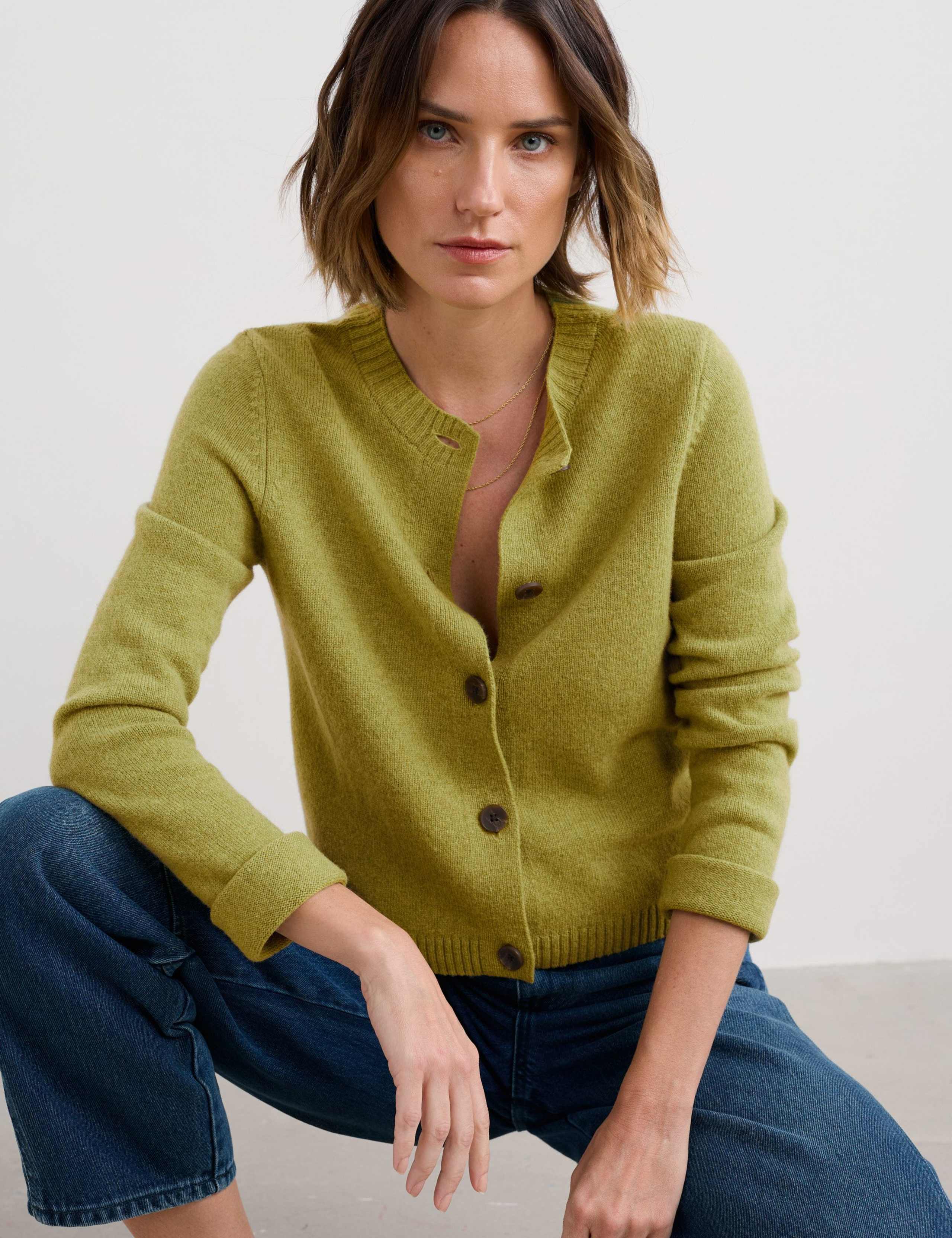 Merino Wool Rich Crew Neck Cardigan 4 of 5